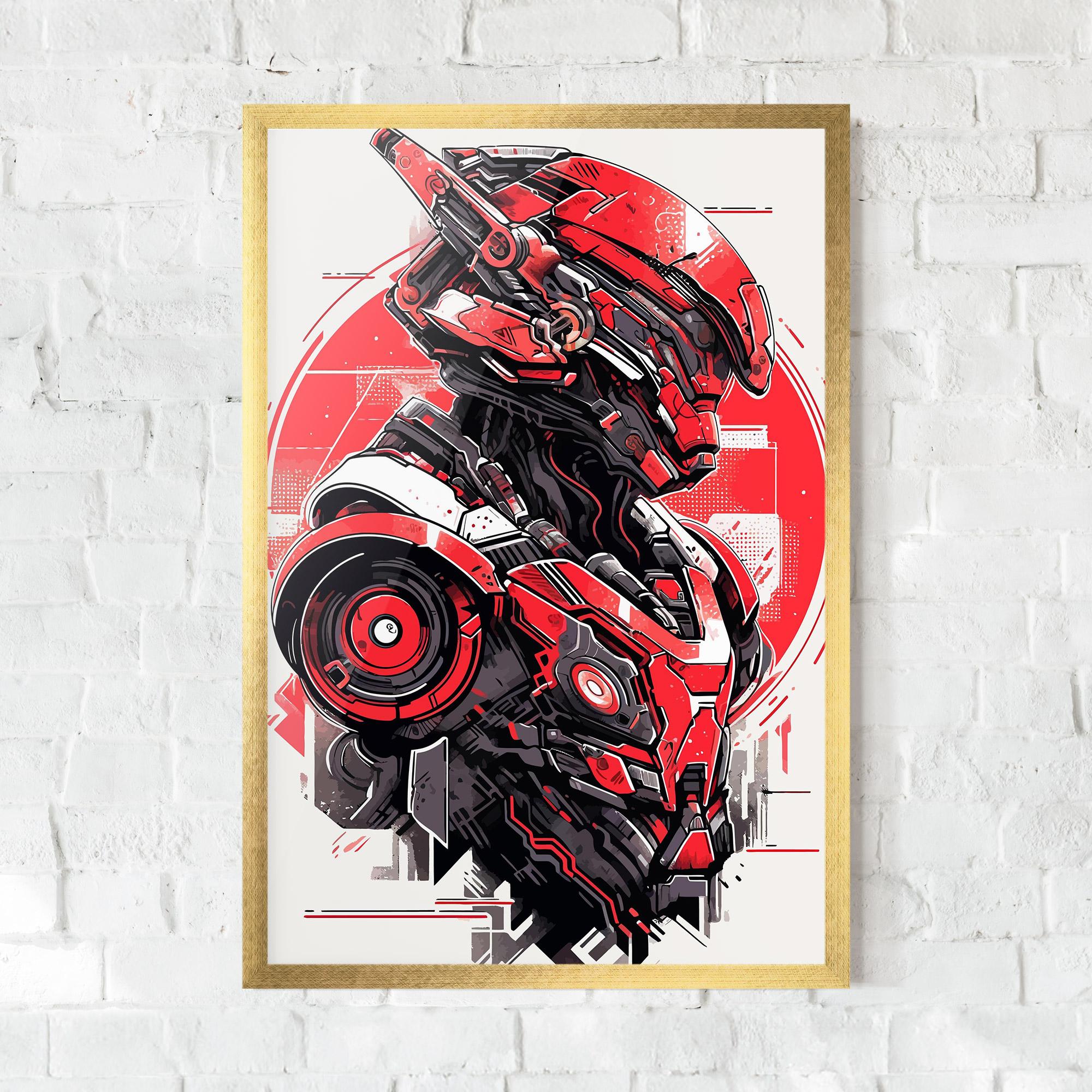 Gerahmte Poster Grey Red Robot mockup 0