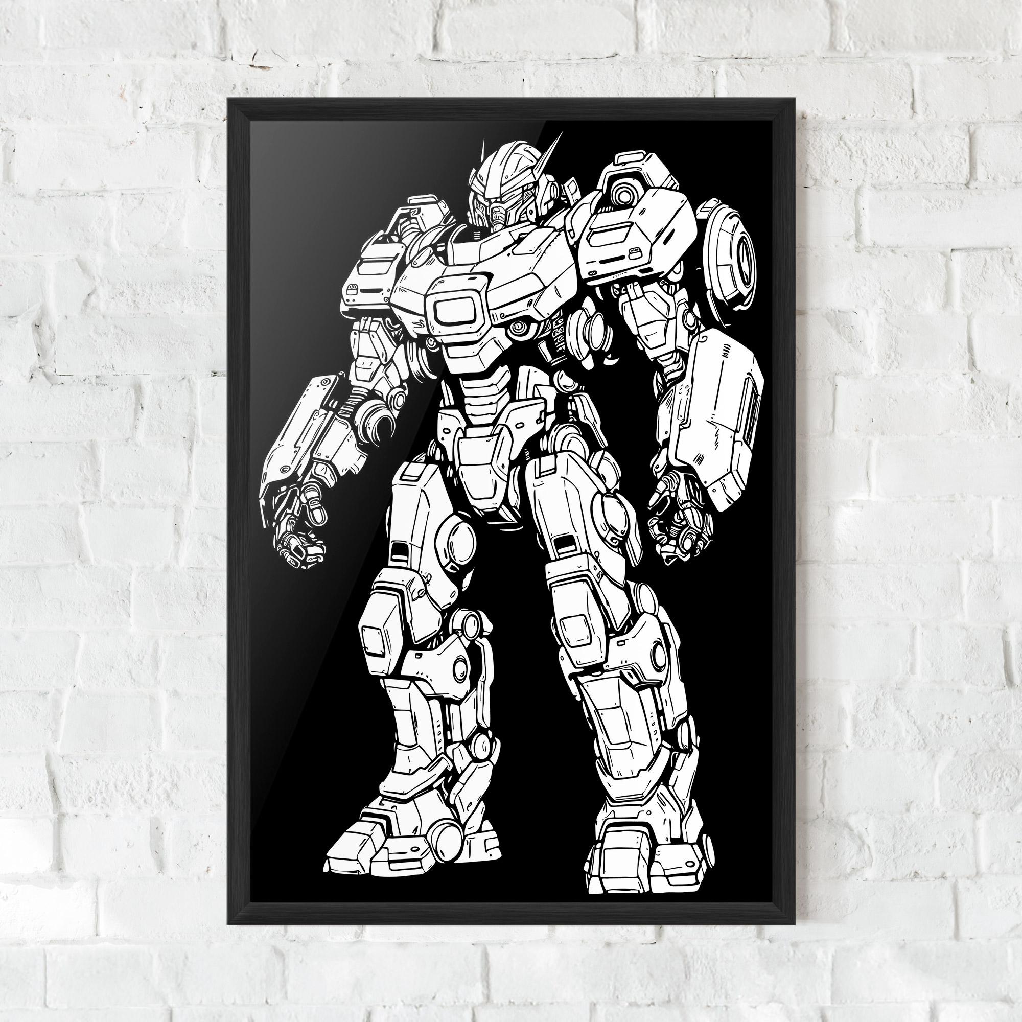 Gerahmte Poster Battlefield Robot mockup 0