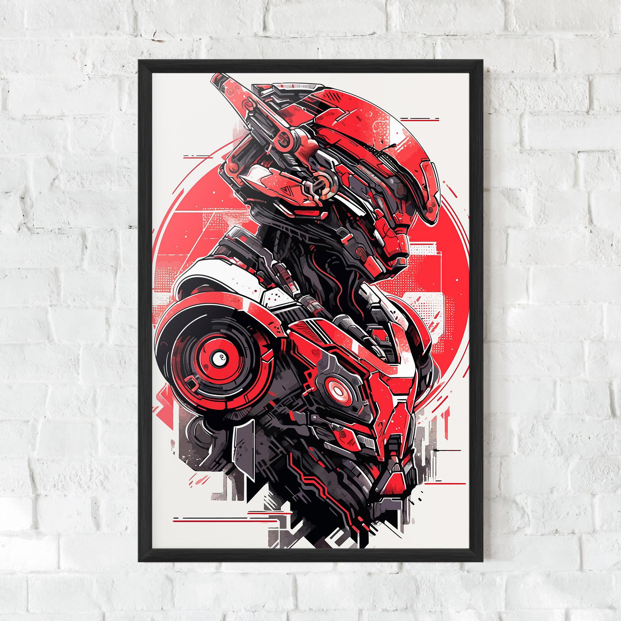Gerahmte Poster Grey Red Robot mockup 0