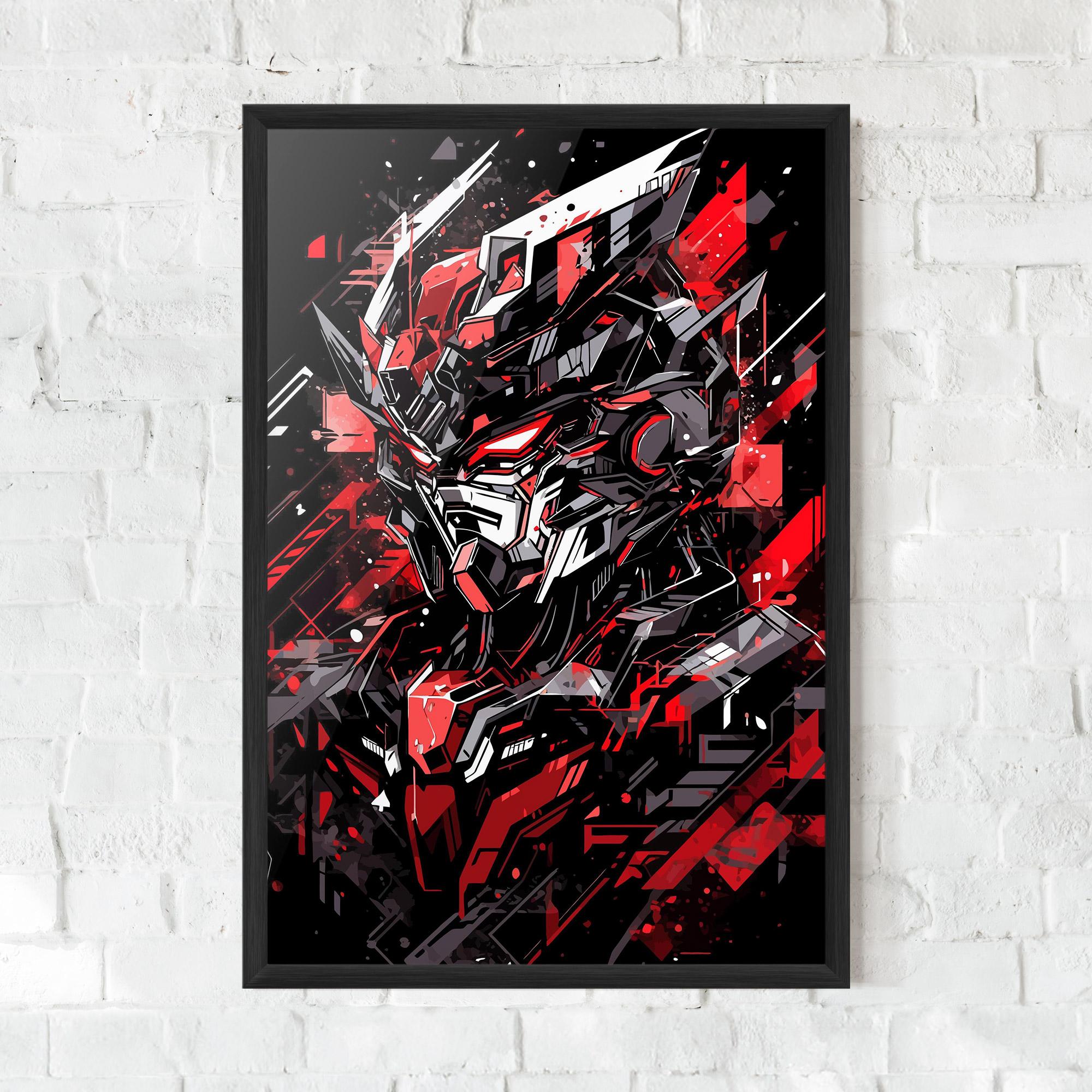 Gerahmte Poster Red Grey Robot mockup 0