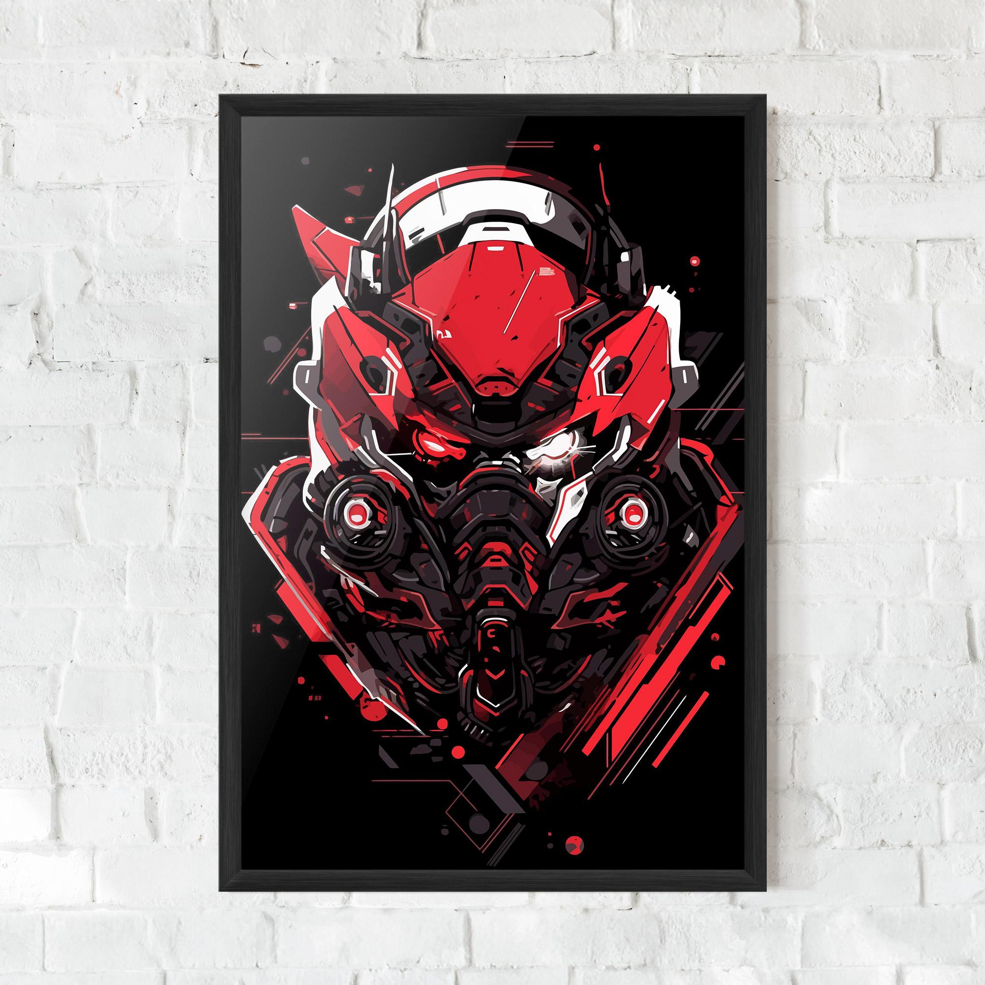 Gerahmte Poster Red Robot Art mockup 0