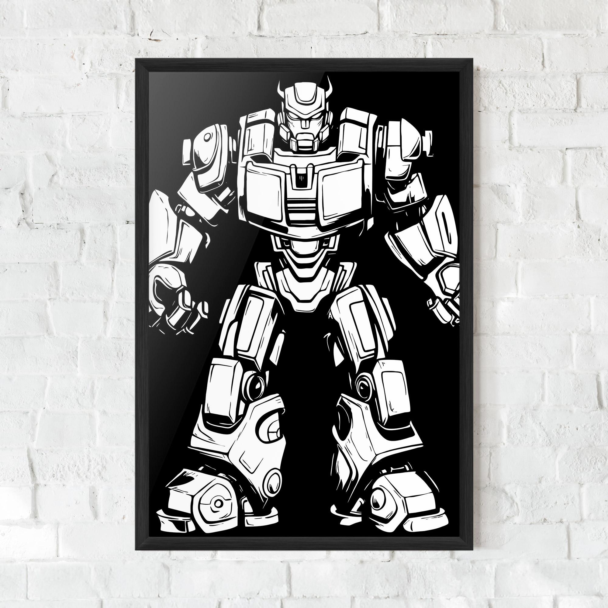 Gerahmte Poster Robot Machine mockup 0