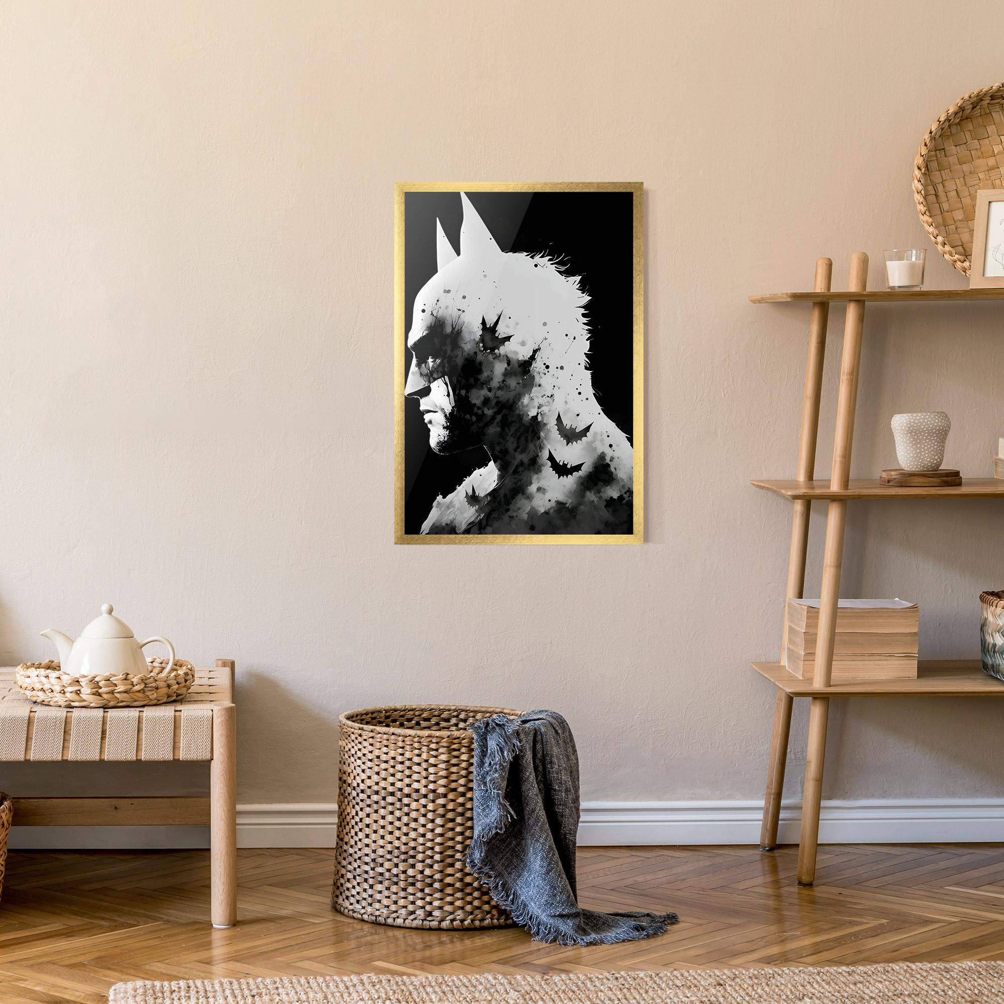 Gerahmte Poster Black White Batman mockup 9