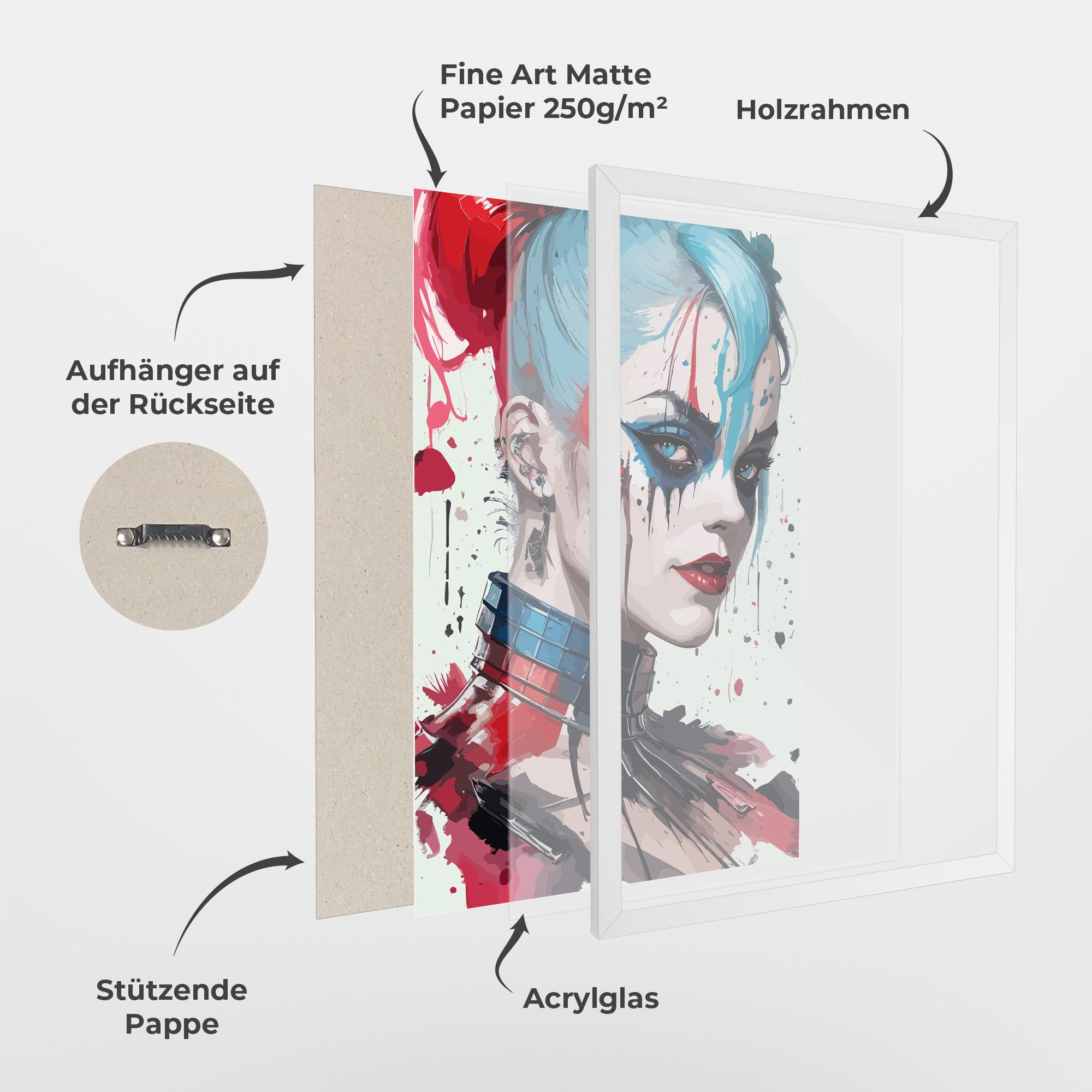 Gerahmte Poster Art Harley Quin mockup 1