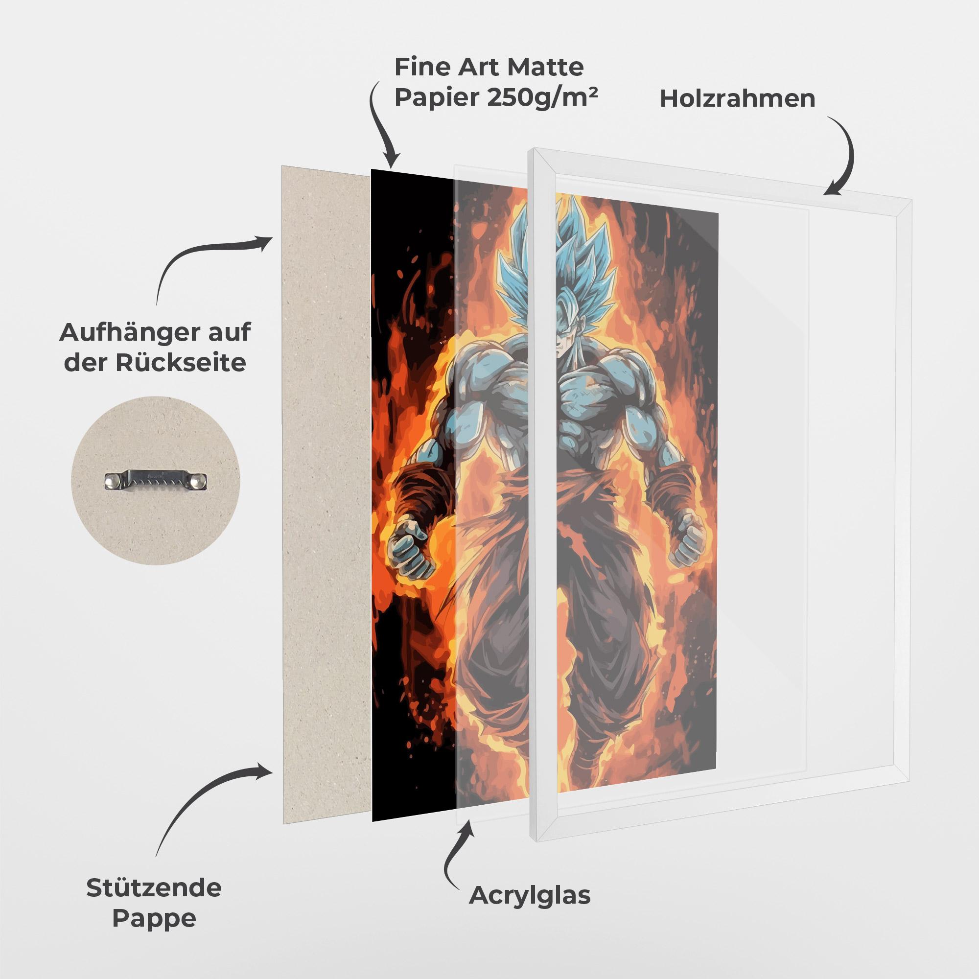 Gerahmte Poster Goku On Fire mockup 1