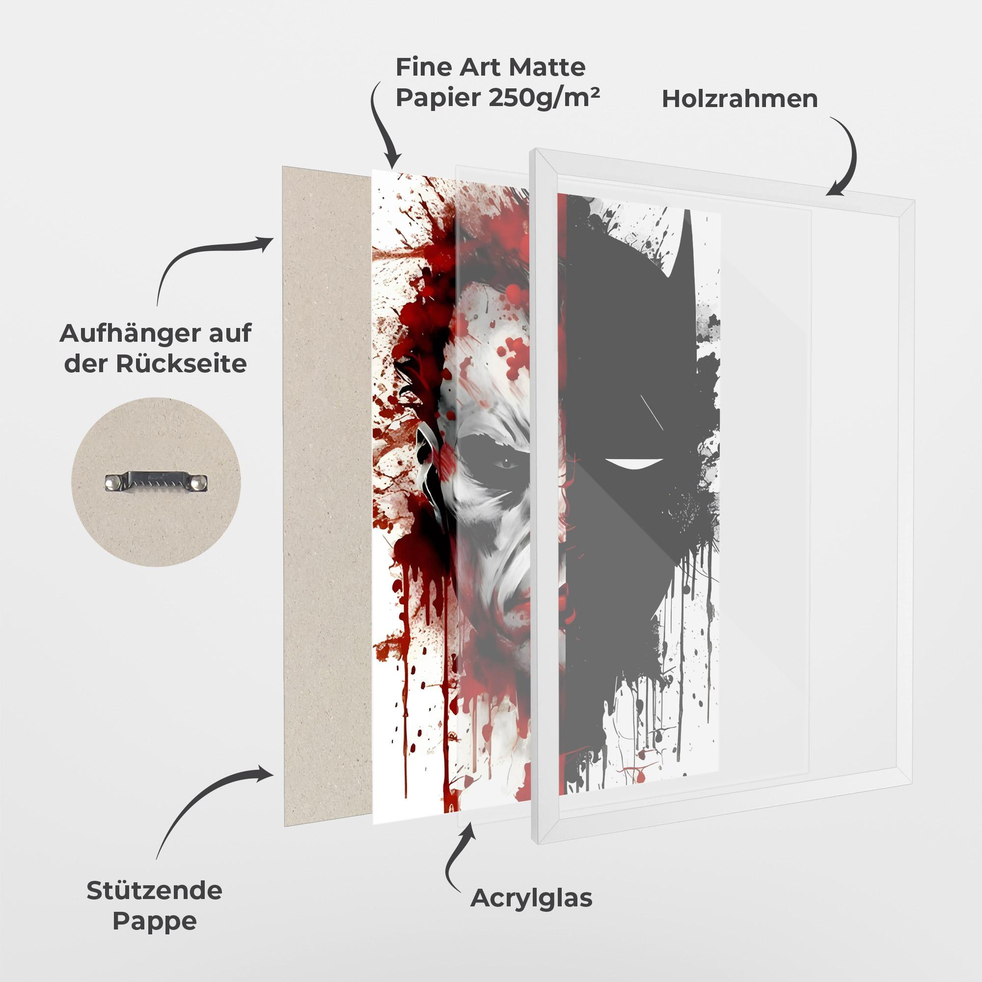 Gerahmte Poster Half Batman mockup 1