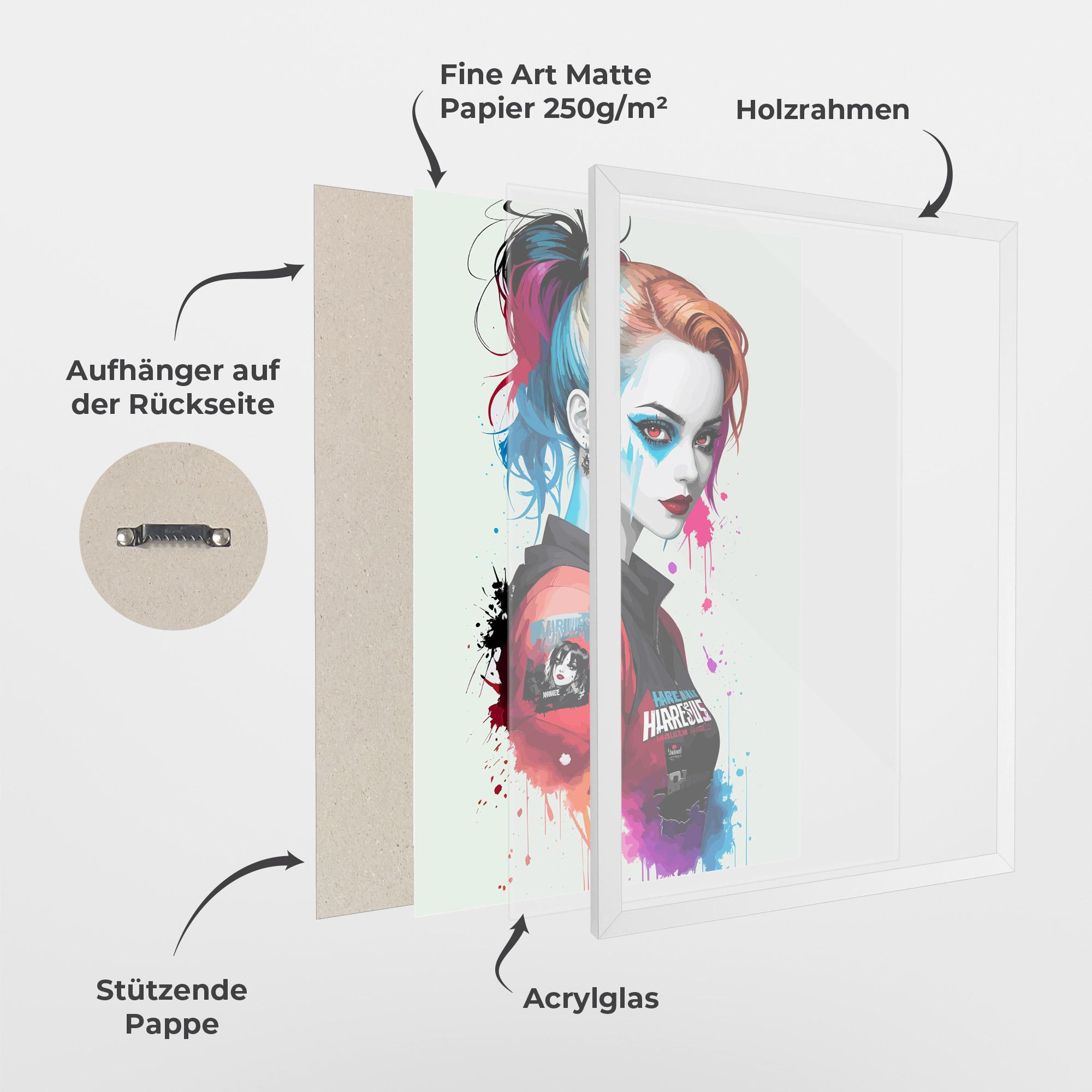 Gerahmte Poster Harley Quin mockup 1