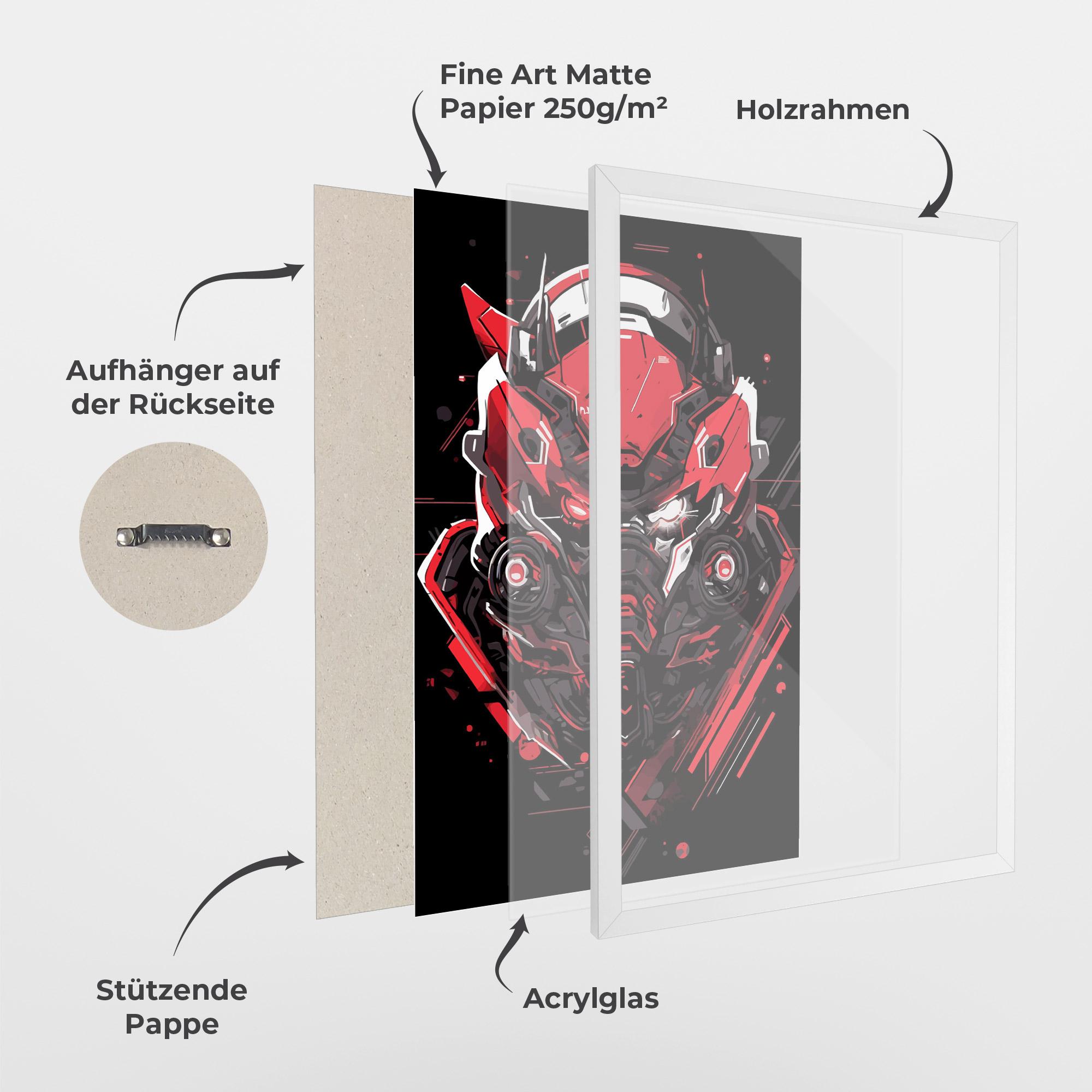 Gerahmte Poster Red Robot Art mockup 1