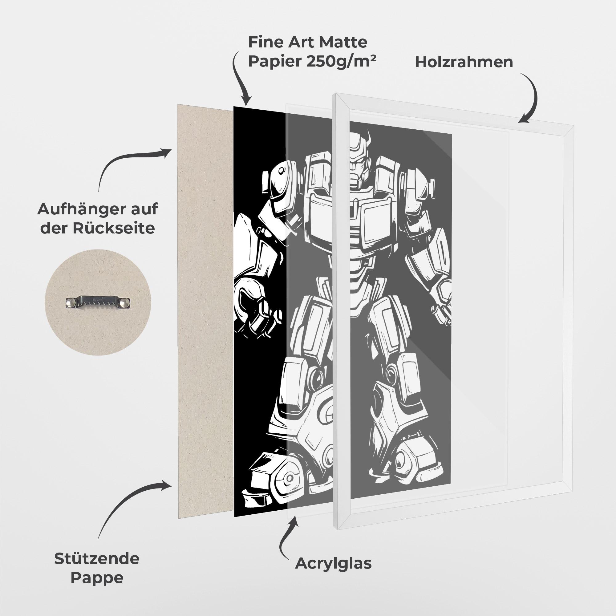 Gerahmte Poster Robot Machine mockup 1