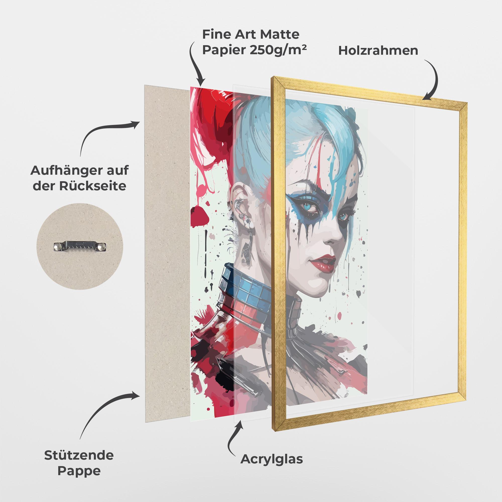 Gerahmte Poster Art Harley Quin mockup 1