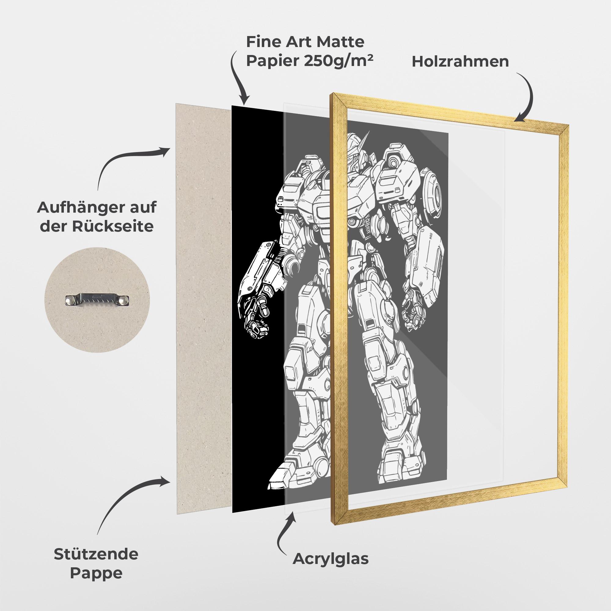 Gerahmte Poster Battlefield Robot mockup 1