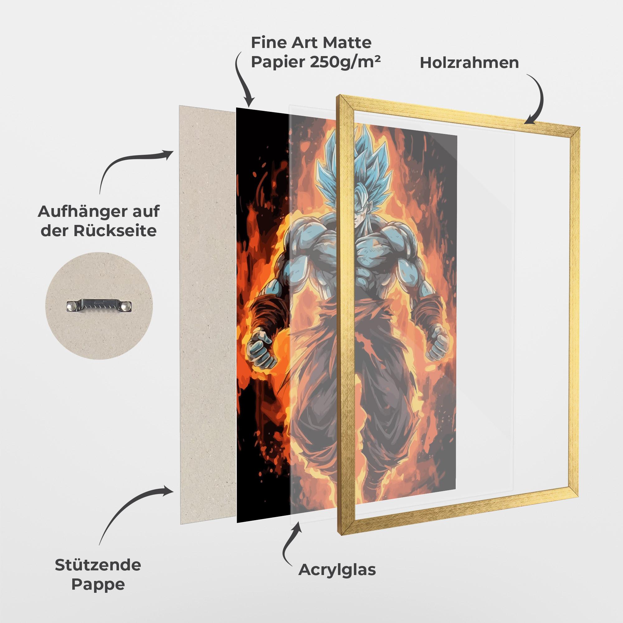 Gerahmte Poster Goku On Fire mockup 1