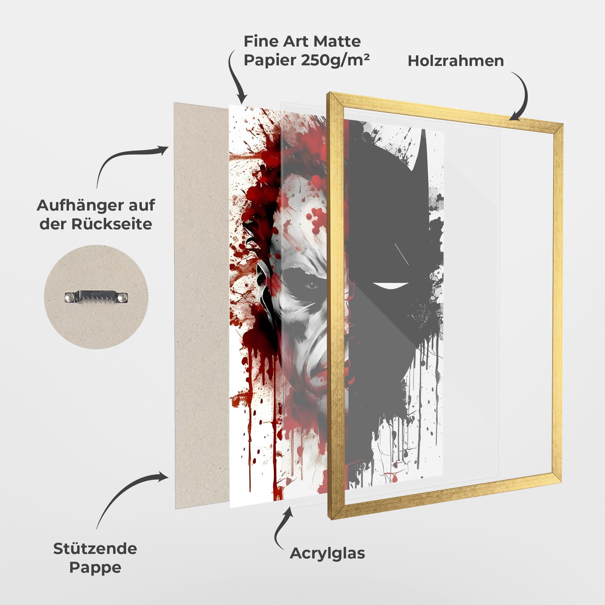 Gerahmte Poster Half Batman mockup 1