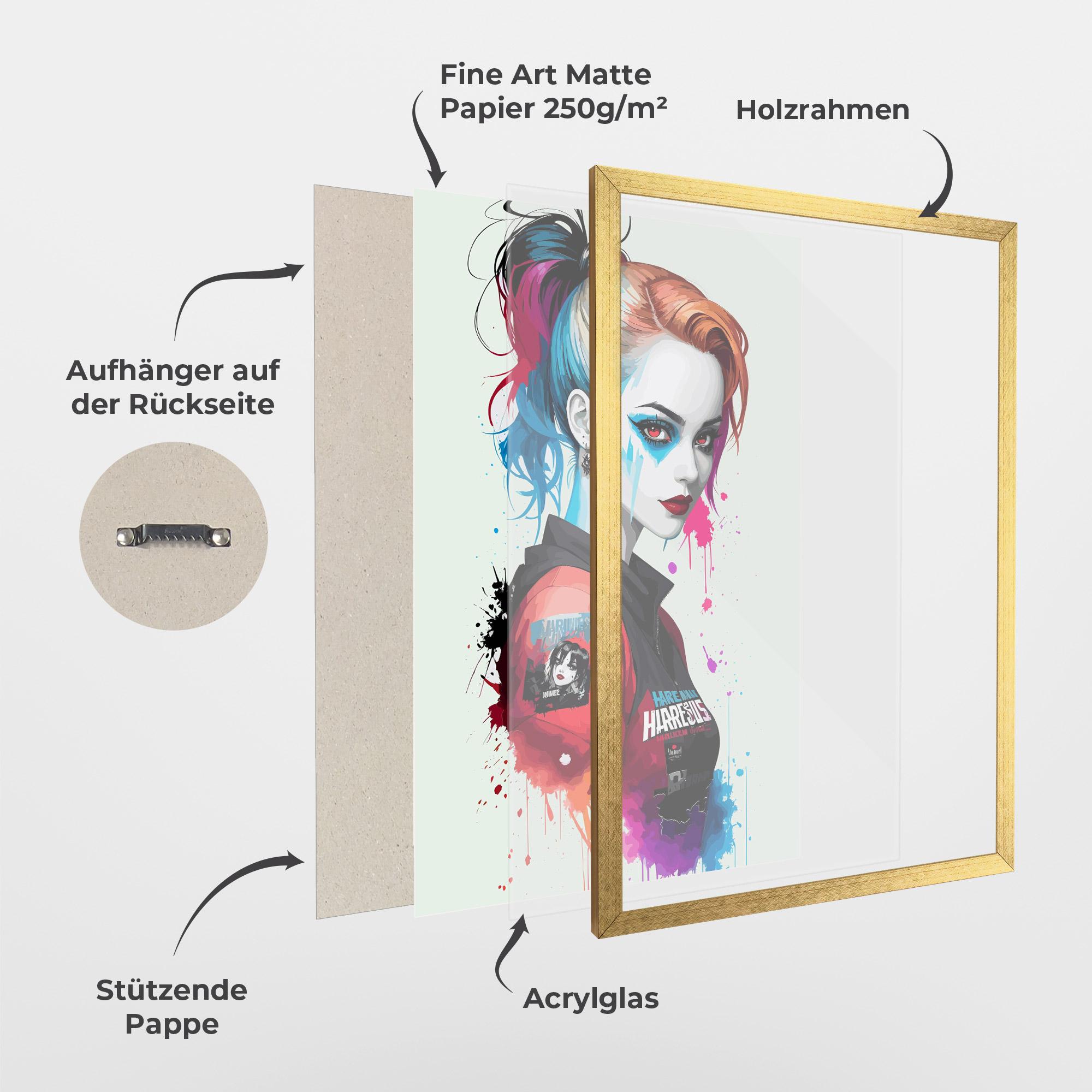 Gerahmte Poster Harley Quin mockup 1