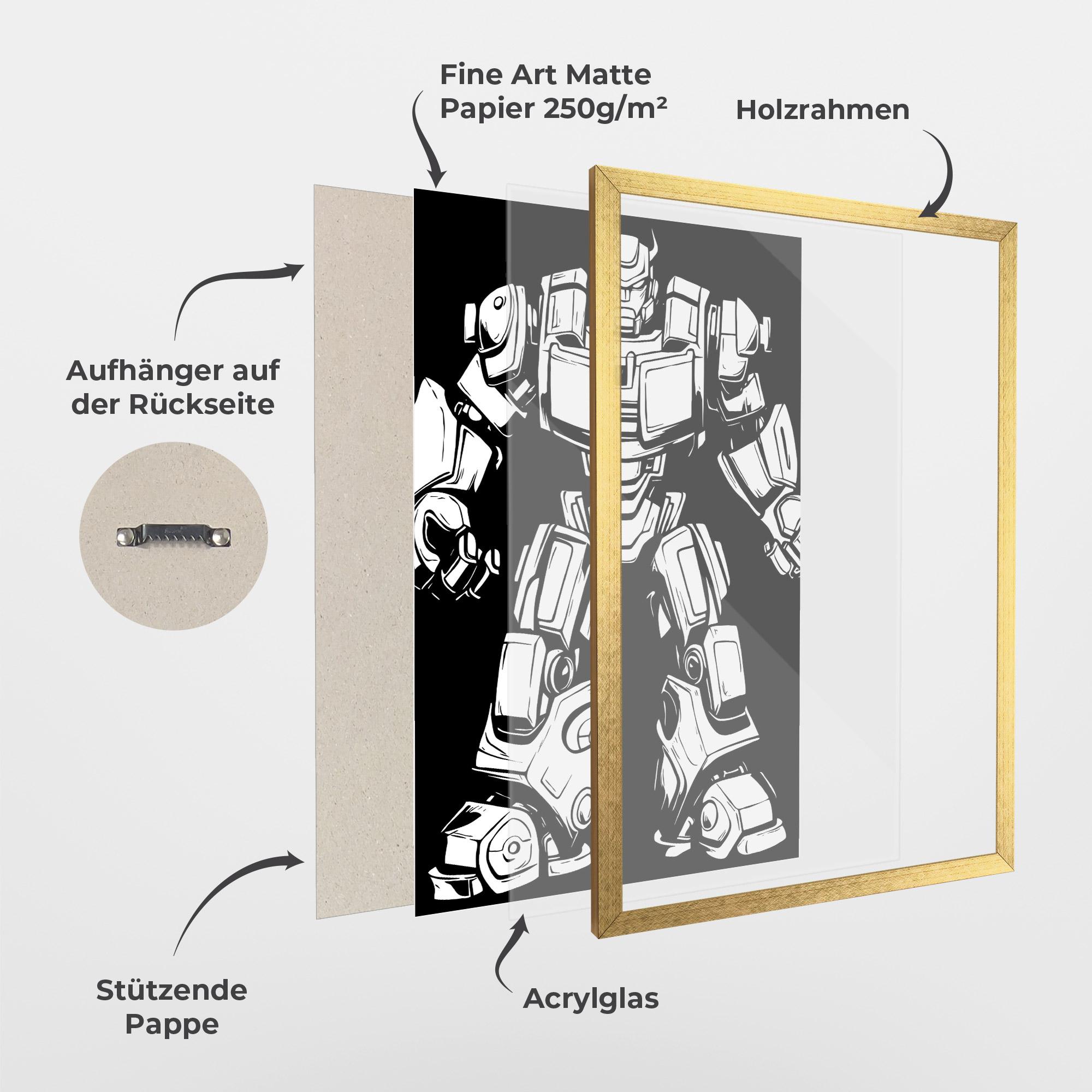 Gerahmte Poster Robot Machine mockup 1
