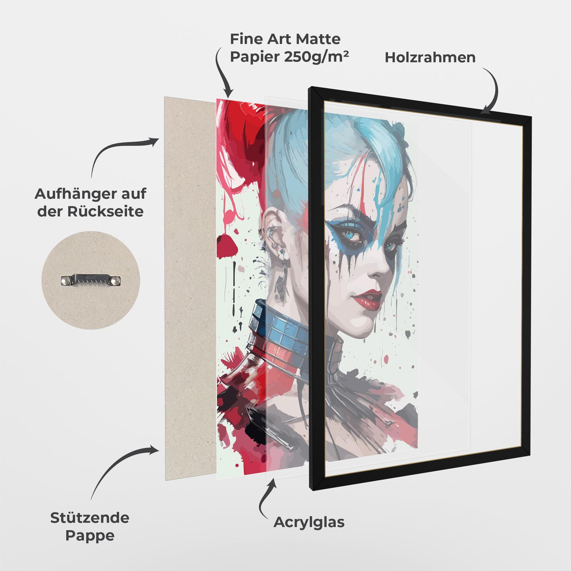 Gerahmte Poster Art Harley Quin mockup 1
