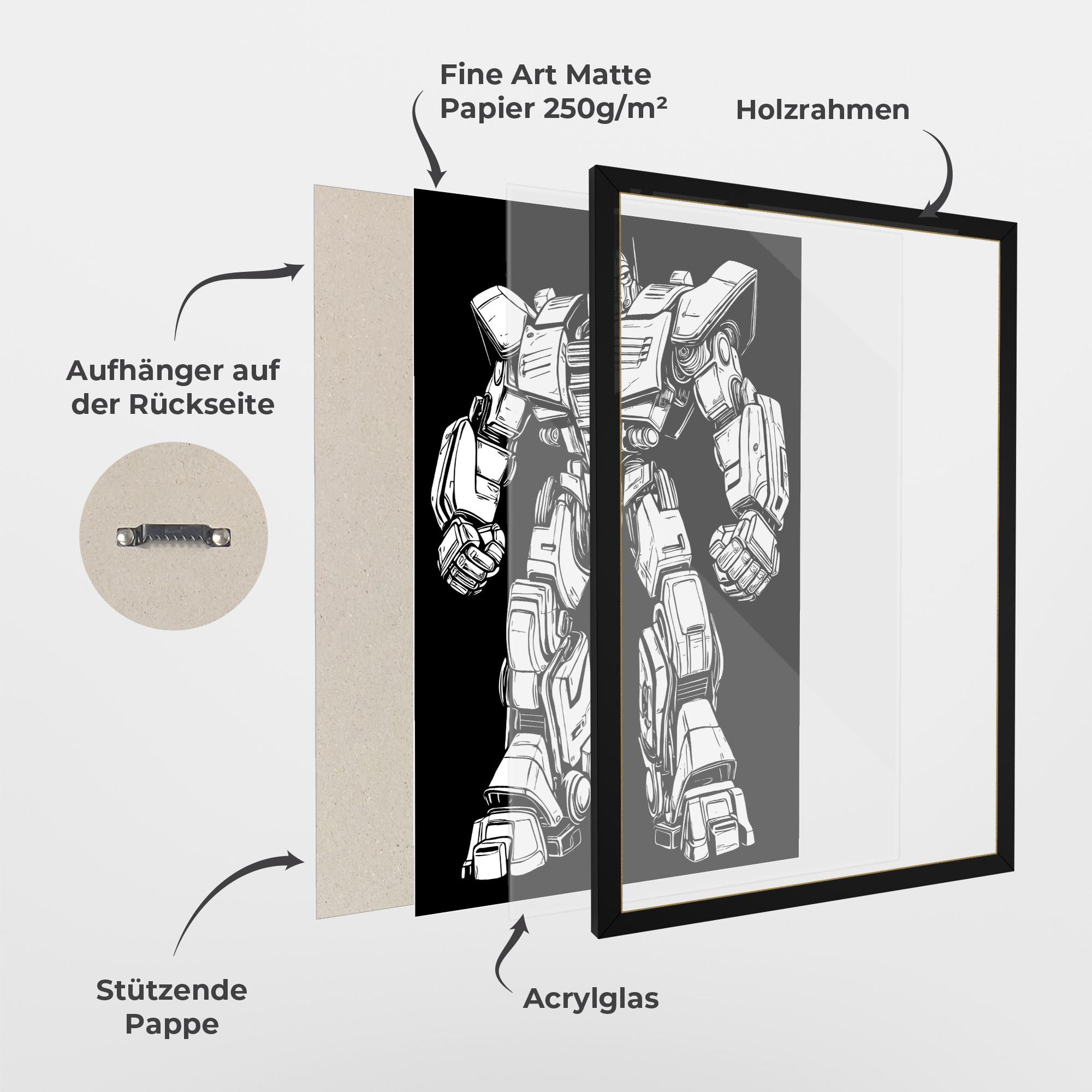Gerahmte Poster Battlefield Robot Art mockup 1