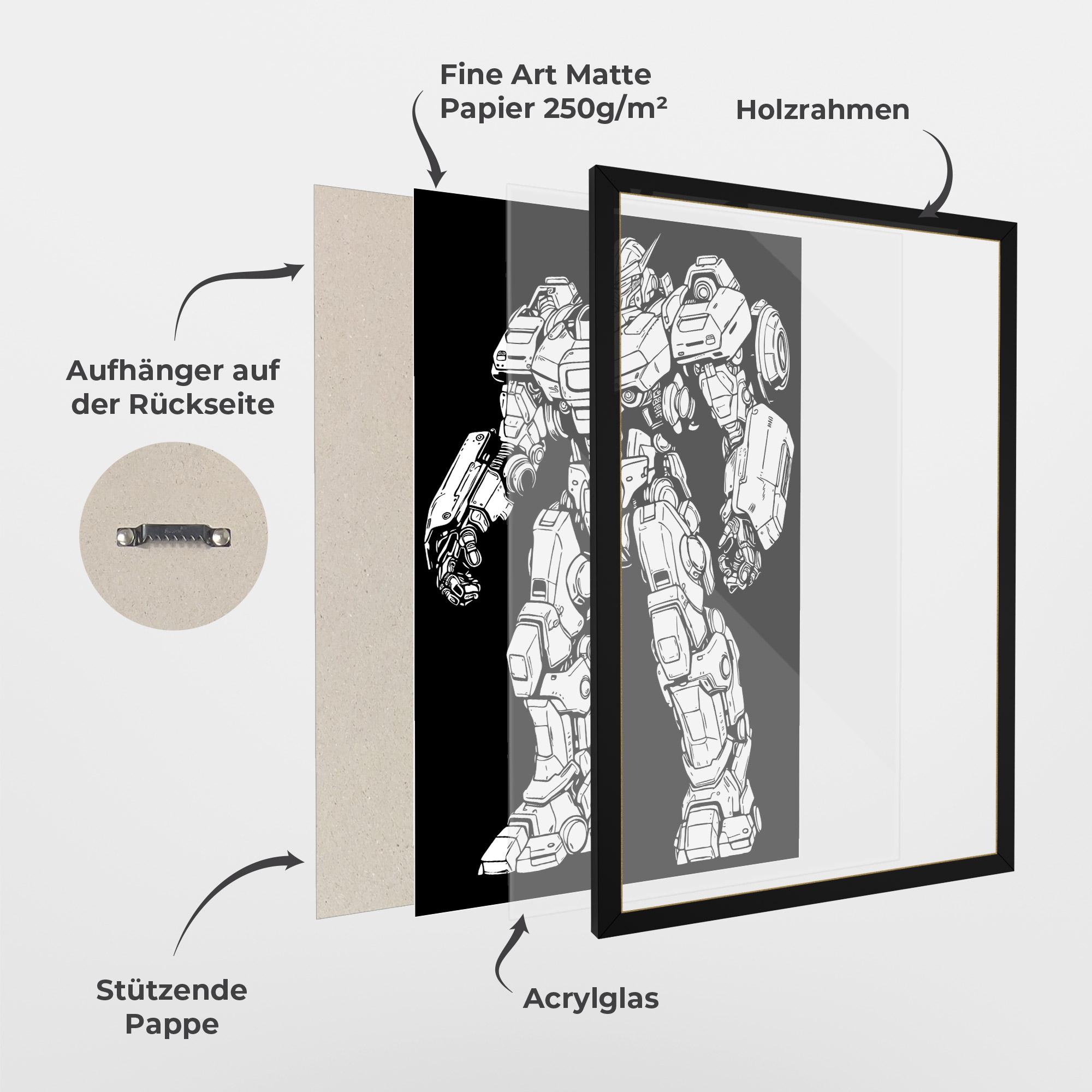 Gerahmte Poster Battlefield Robot mockup 1