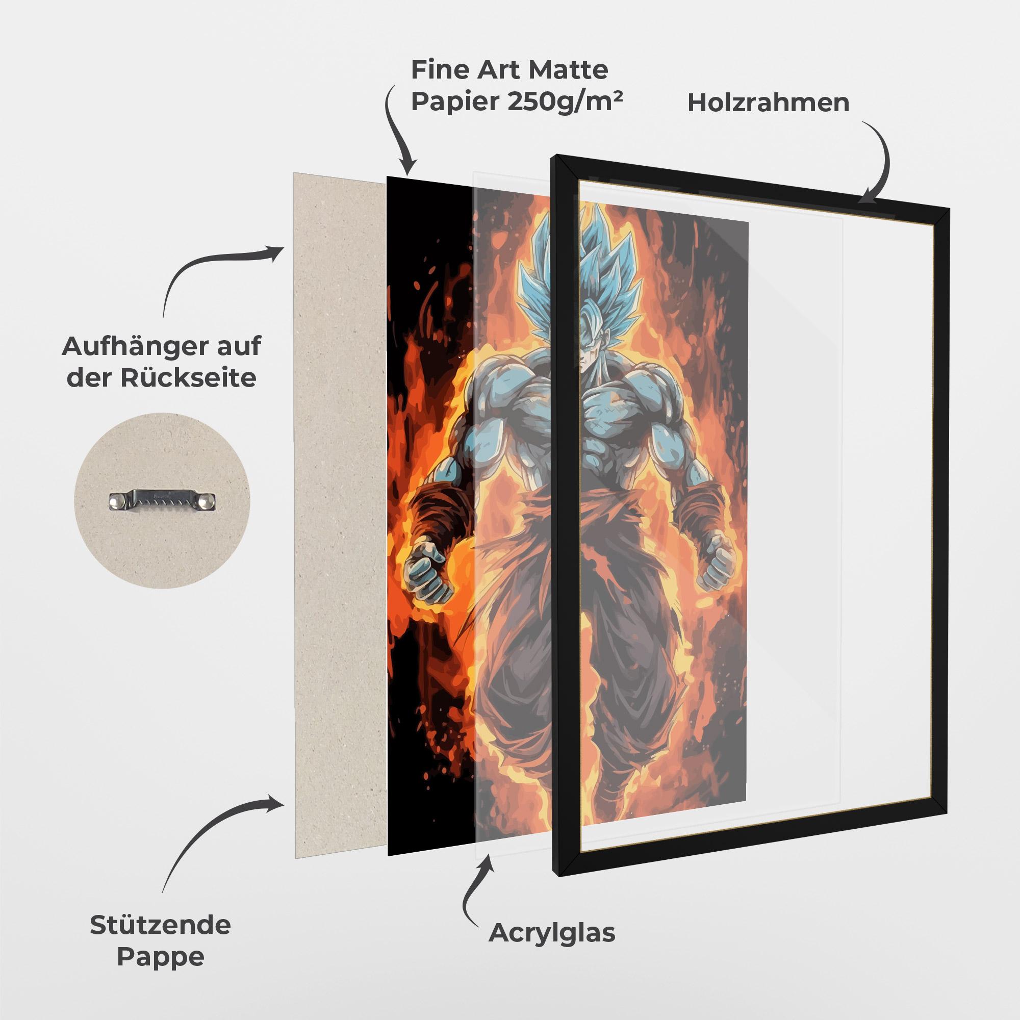 Gerahmte Poster Goku On Fire mockup 1