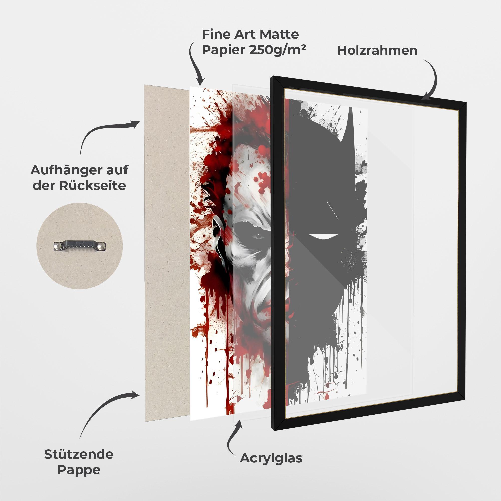 Gerahmte Poster Half Batman mockup 1