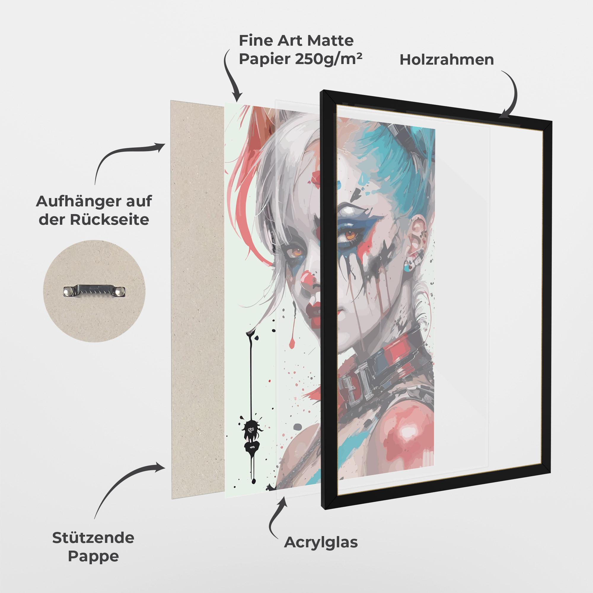 Gerahmte Poster Harley Quin Art mockup 1
