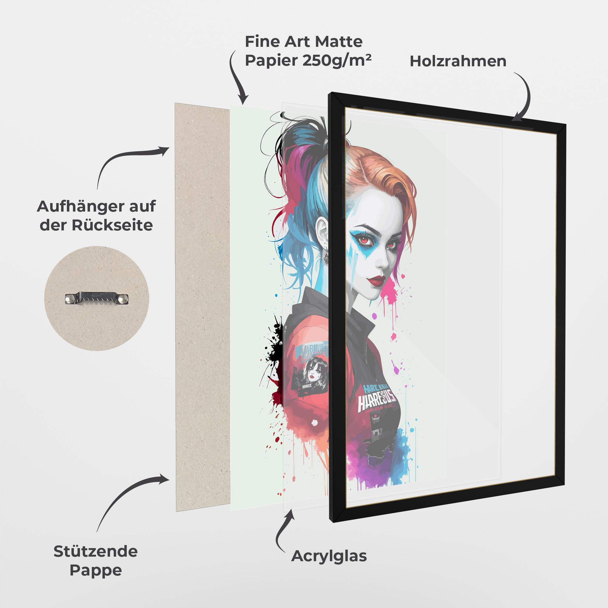 Gerahmte Poster Harley Quin mockup 1