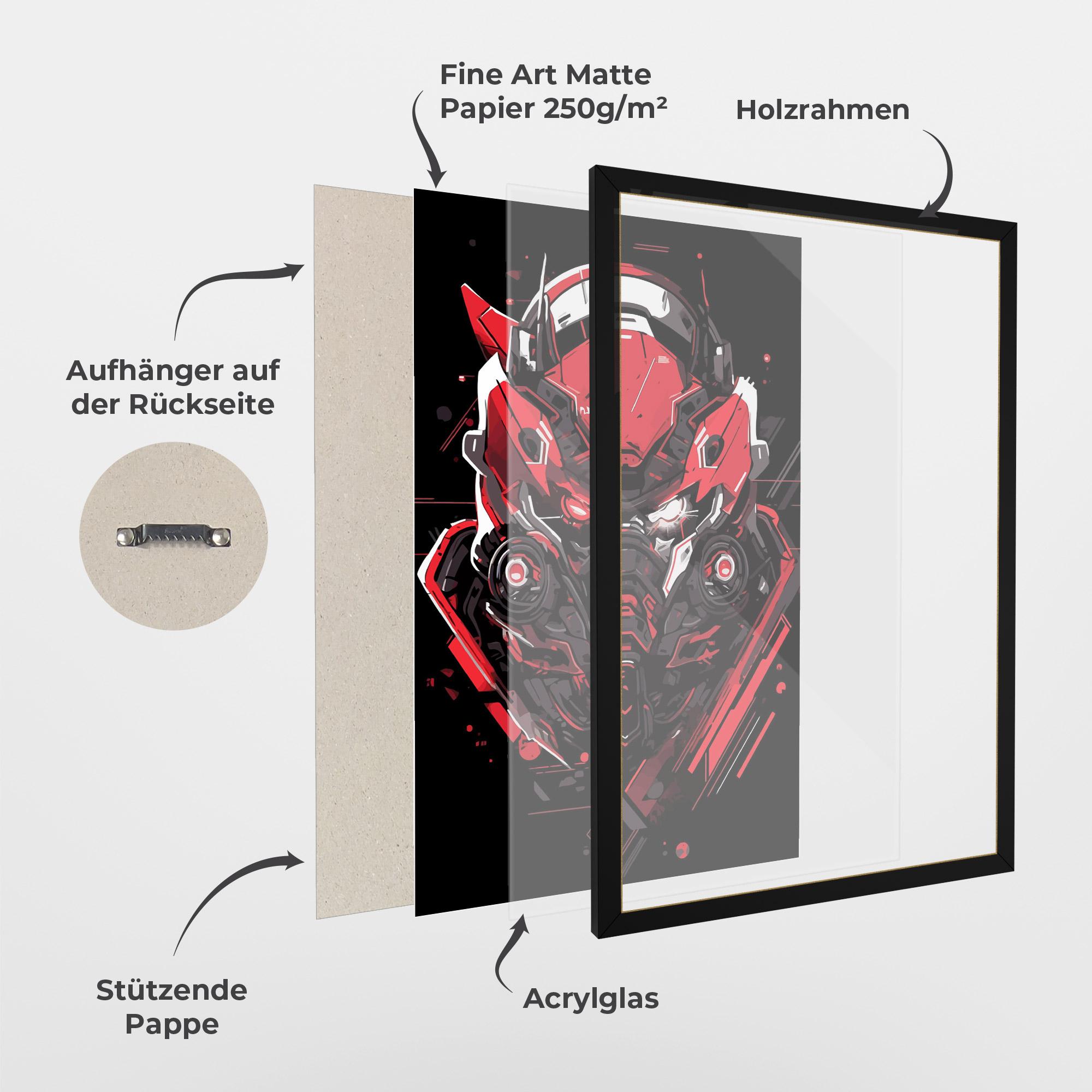 Gerahmte Poster Red Robot Art mockup 1