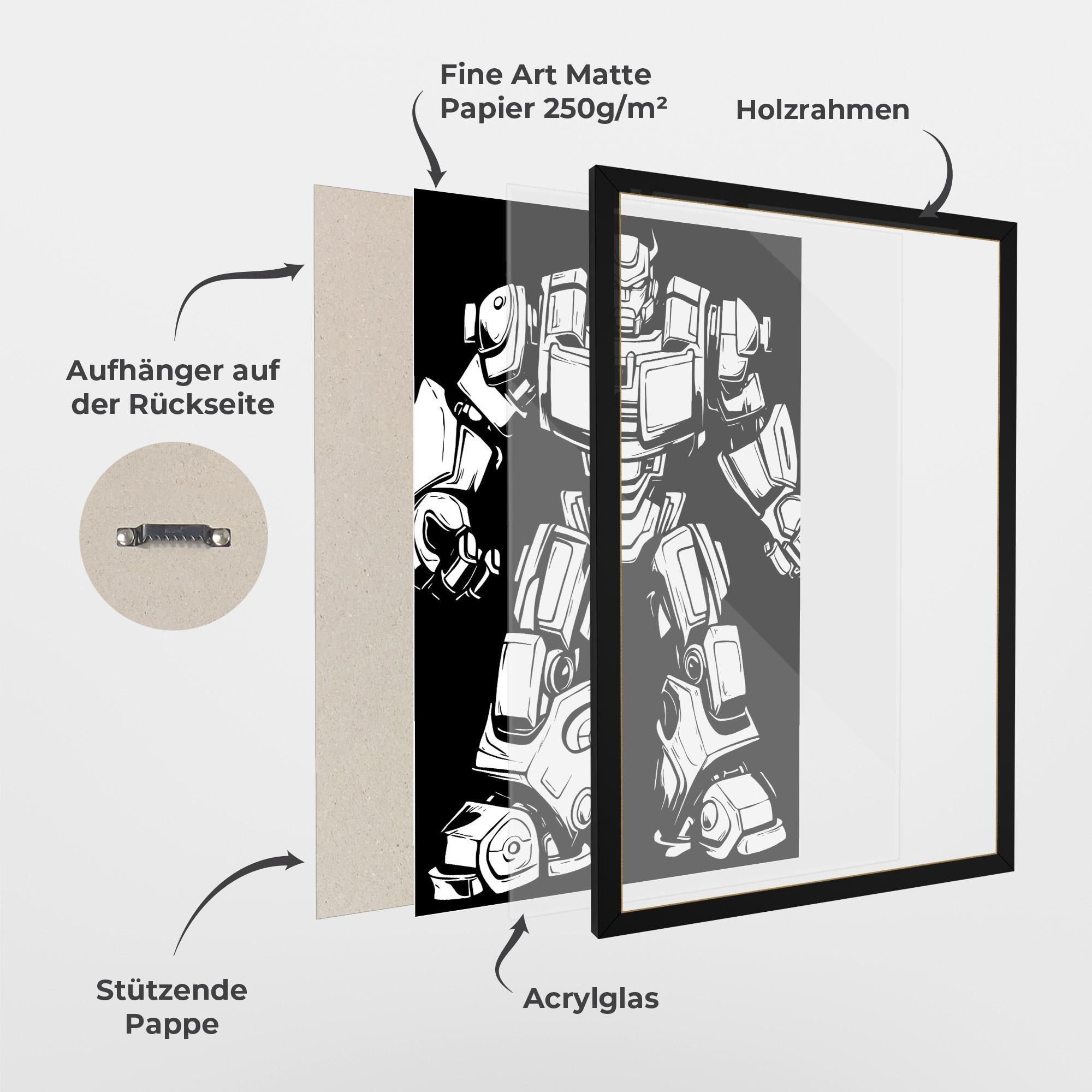 Gerahmte Poster Robot Machine mockup 1