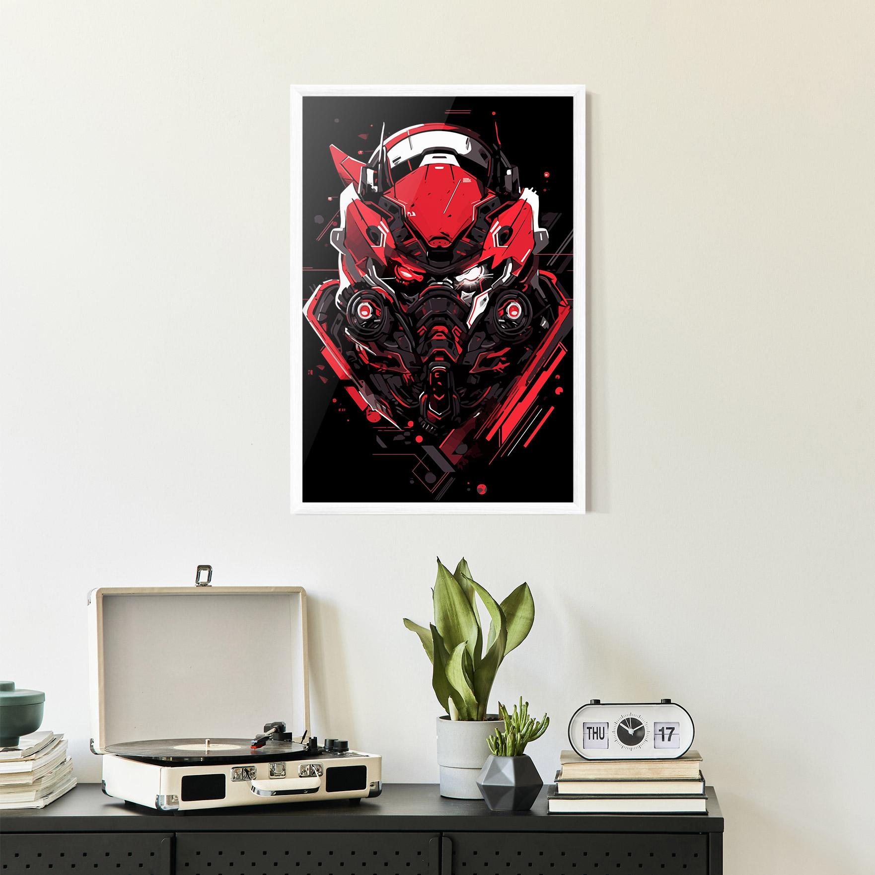 Gerahmte Poster Red Robot Art mockup 2