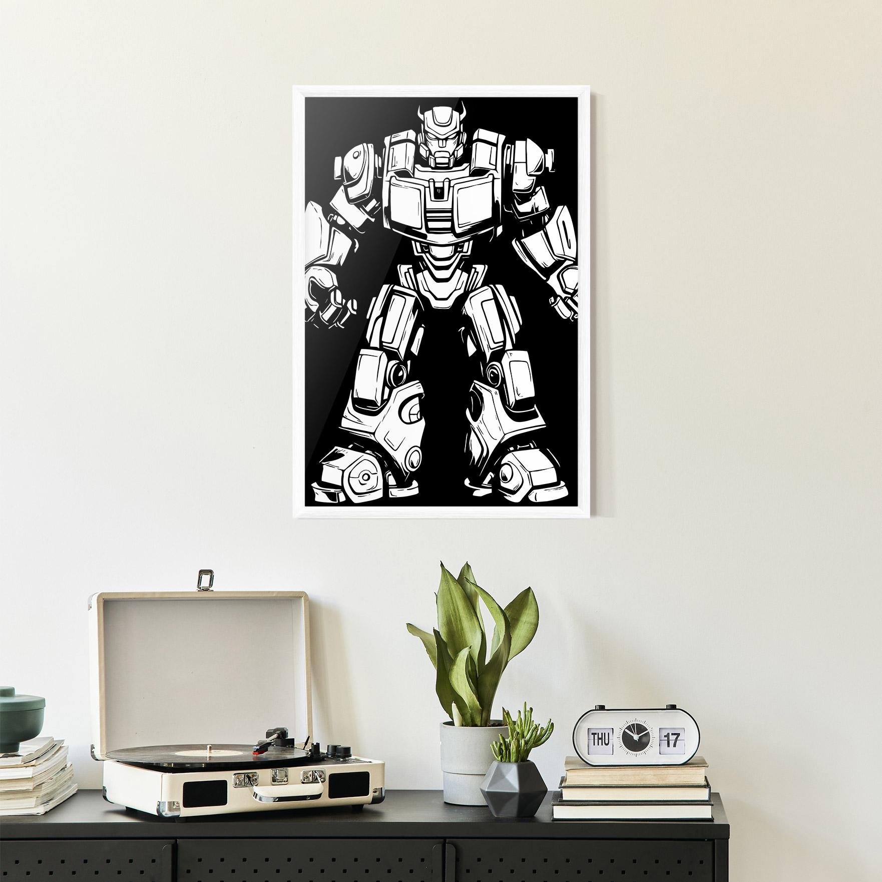 Gerahmte Poster Robot Machine mockup 2