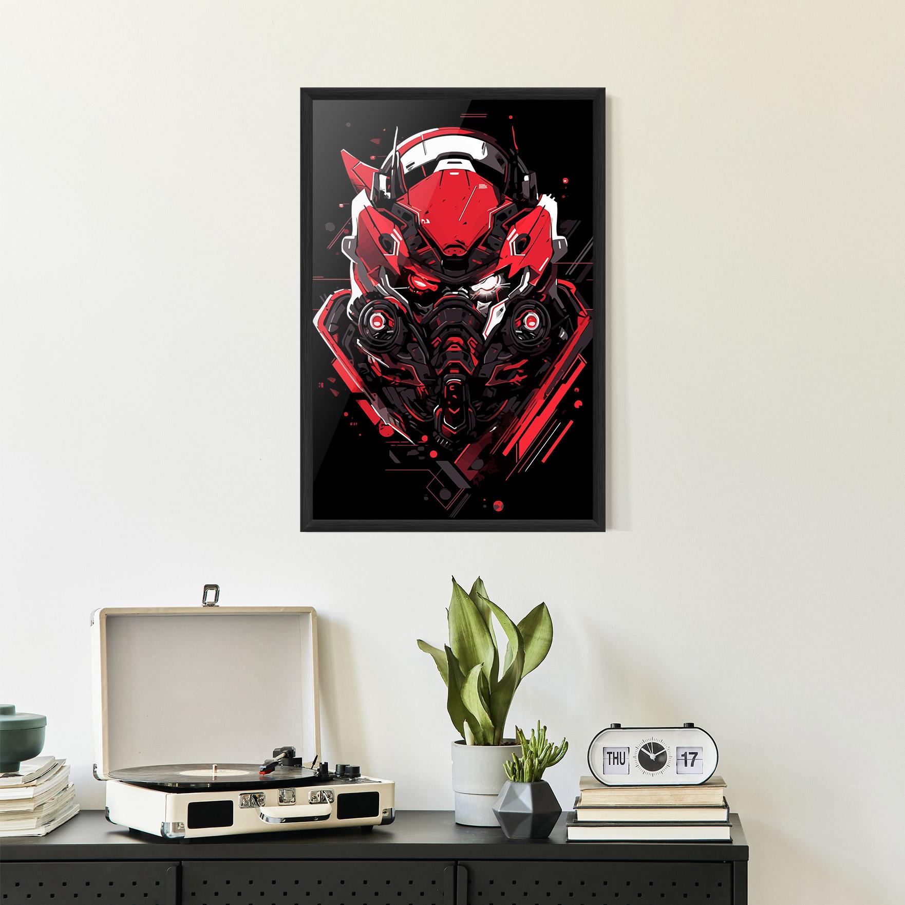 Gerahmte Poster Red Robot Art mockup 2