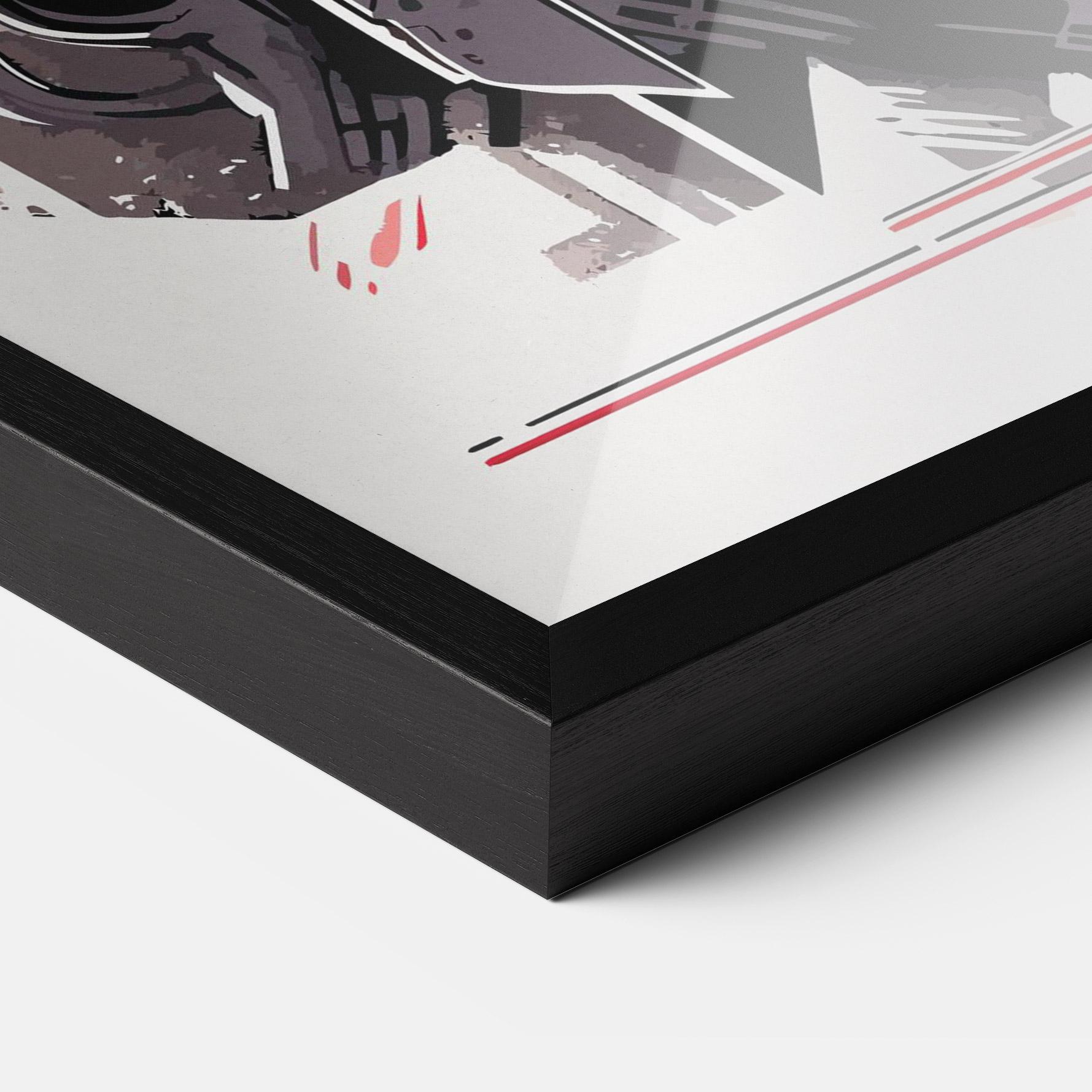 Gerahmte Poster Grey Red Robot mockup 3