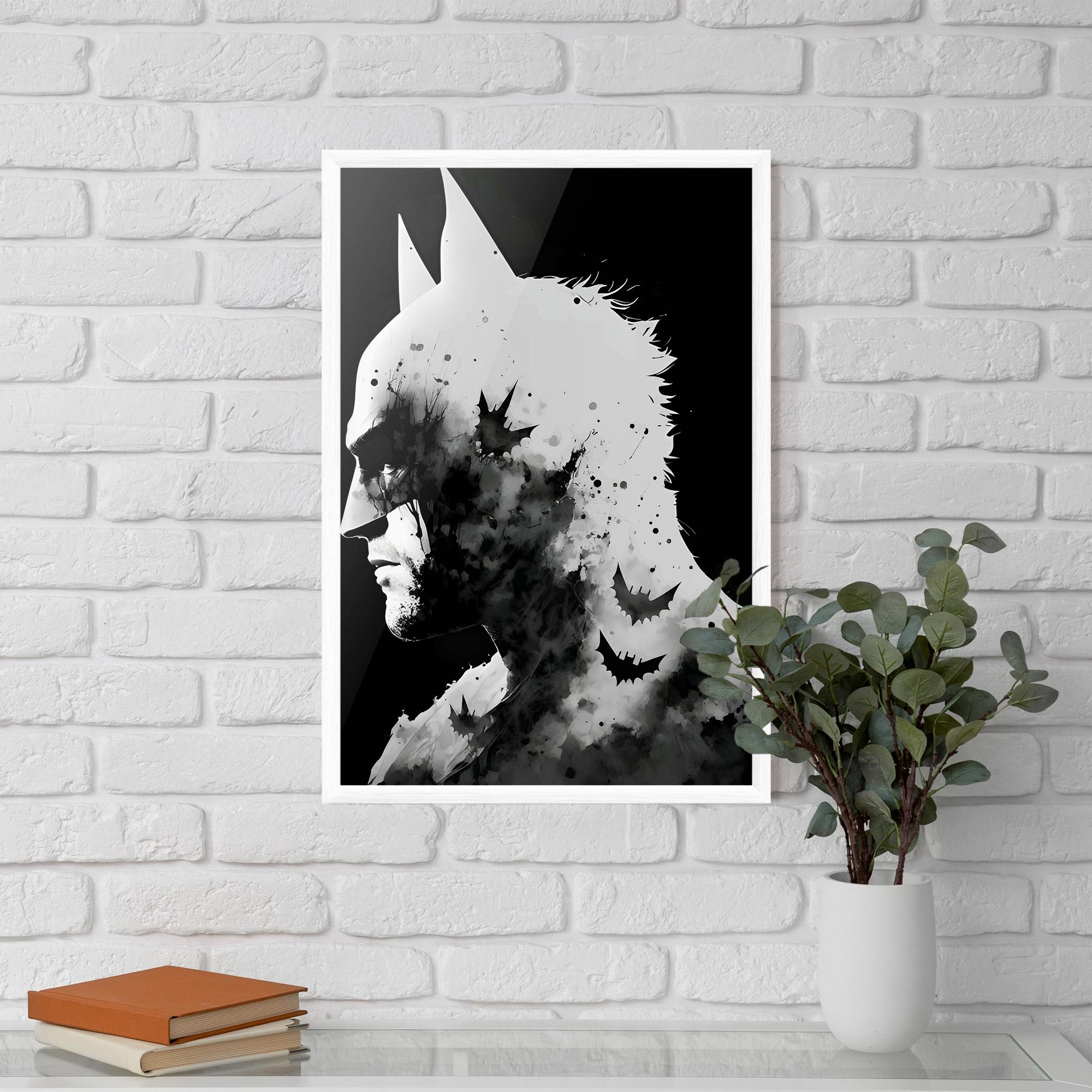 Gerahmte Poster Black White Batman mockup 5