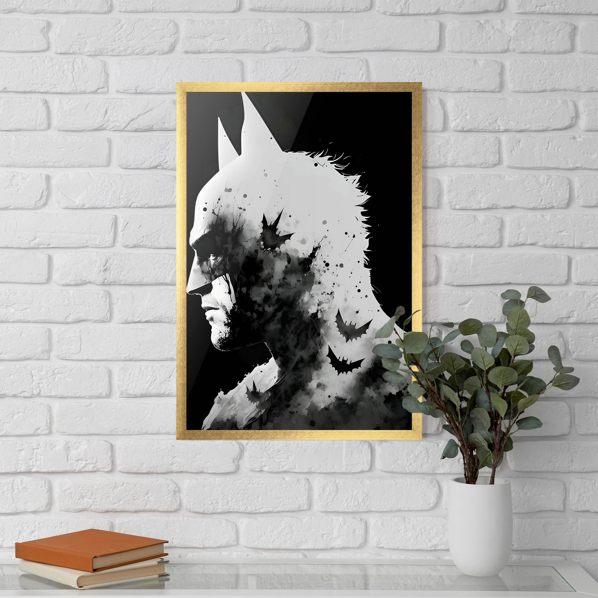 Gerahmte Poster Black White Batman mockup 5
