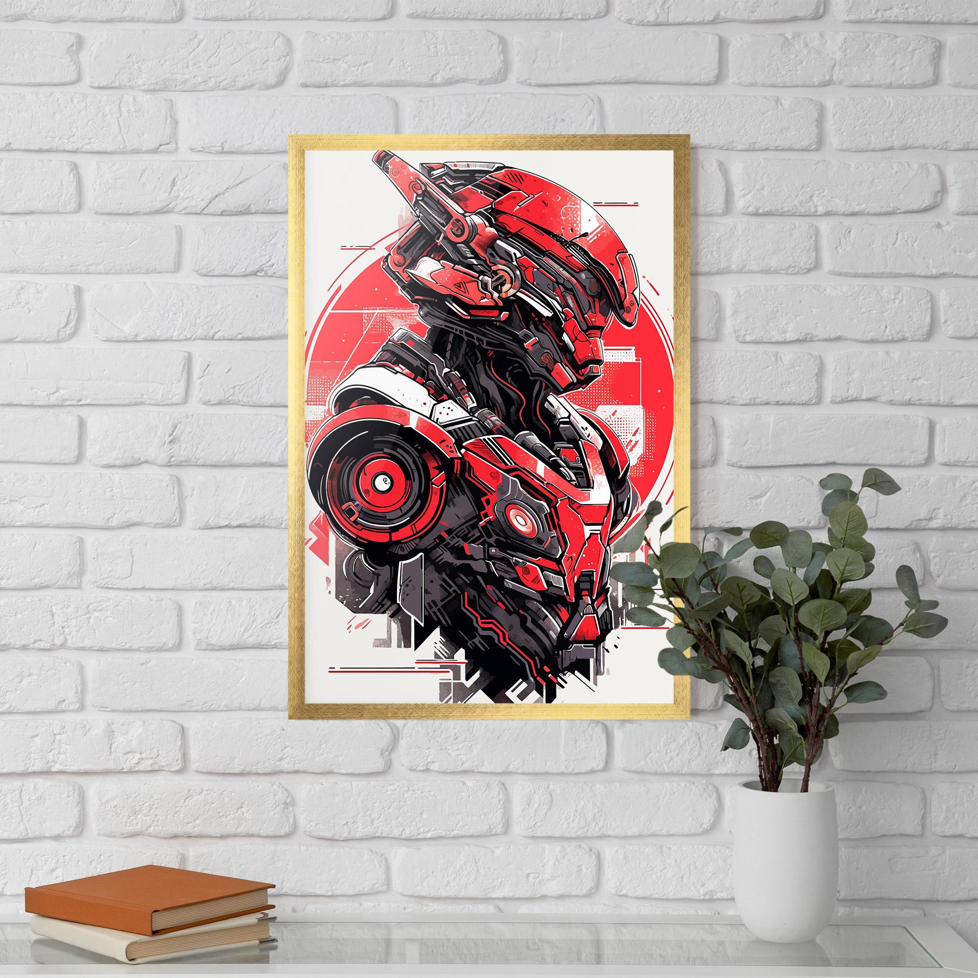 Gerahmte Poster Grey Red Robot mockup 5