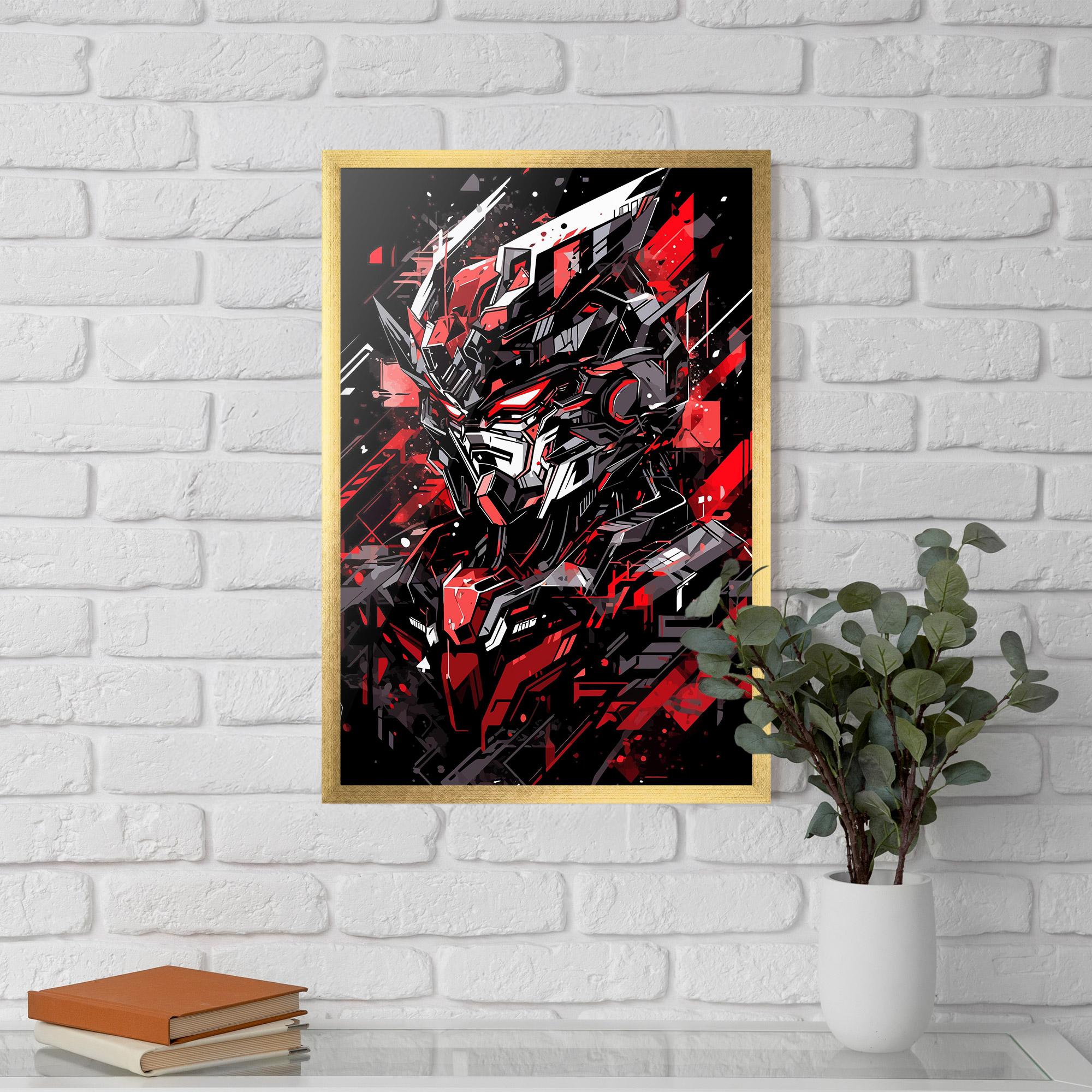 Gerahmte Poster Red Grey Robot mockup 5