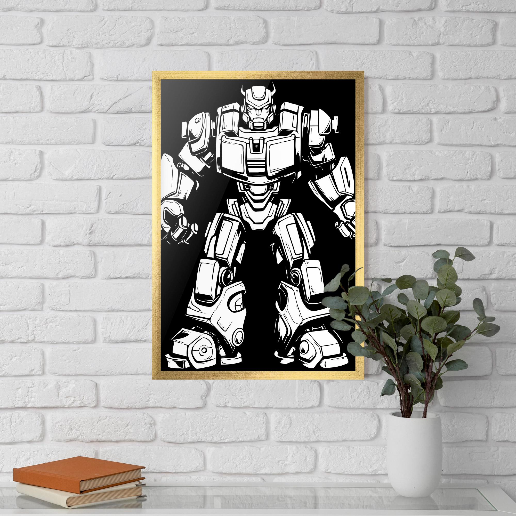 Gerahmte Poster Robot Machine mockup 5