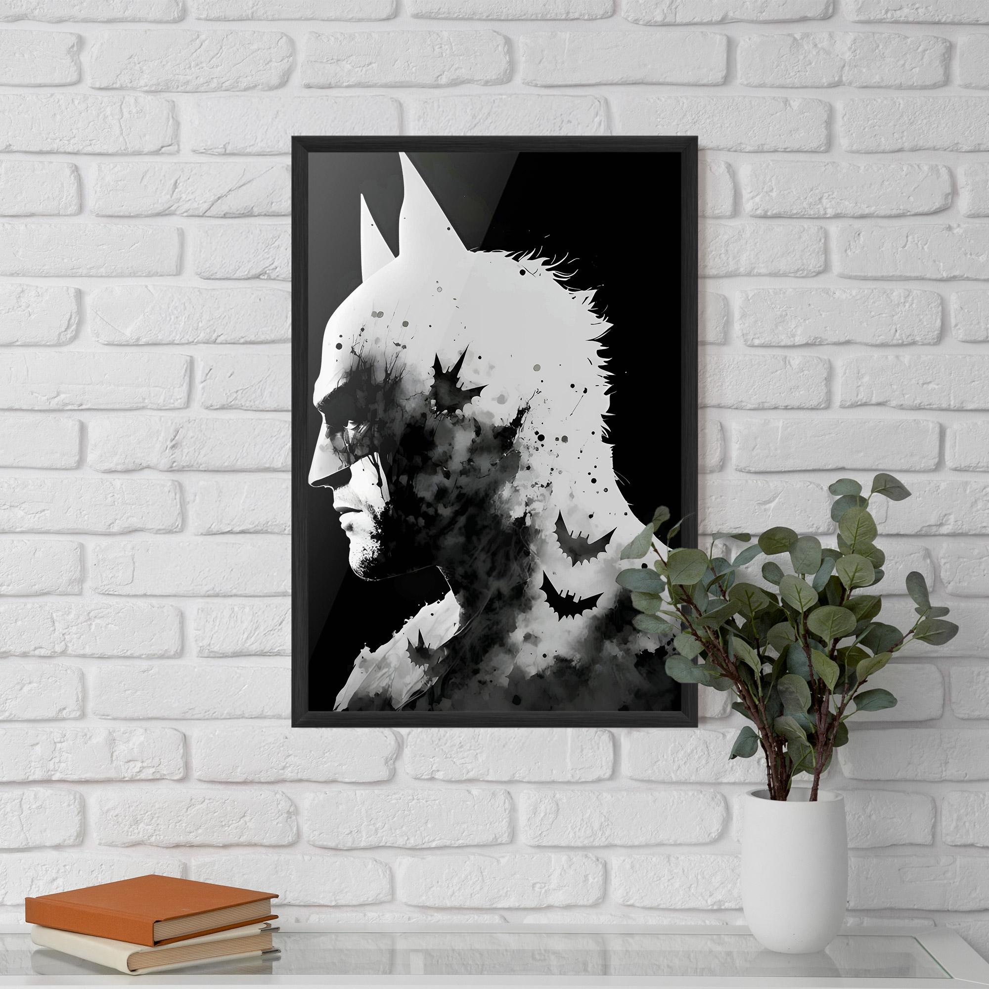 Gerahmte Poster Black White Batman mockup 5
