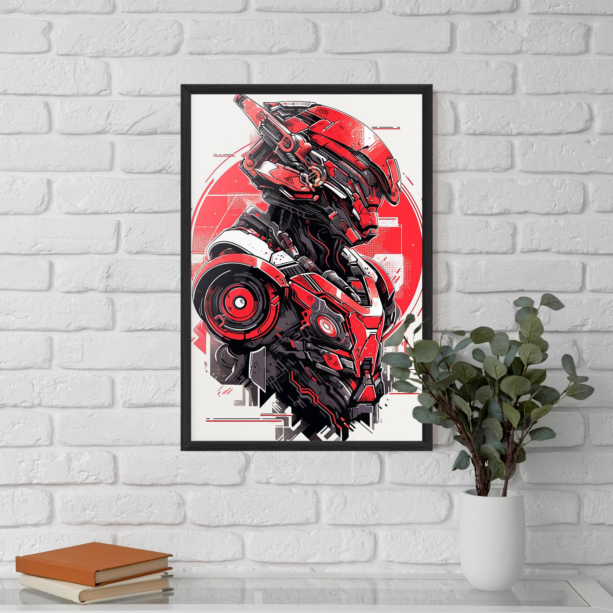 Gerahmte Poster Grey Red Robot mockup 5