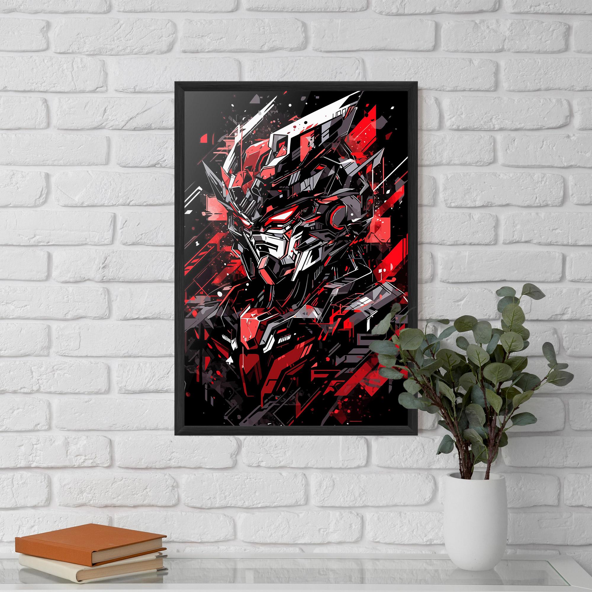 Gerahmte Poster Red Grey Robot mockup 5