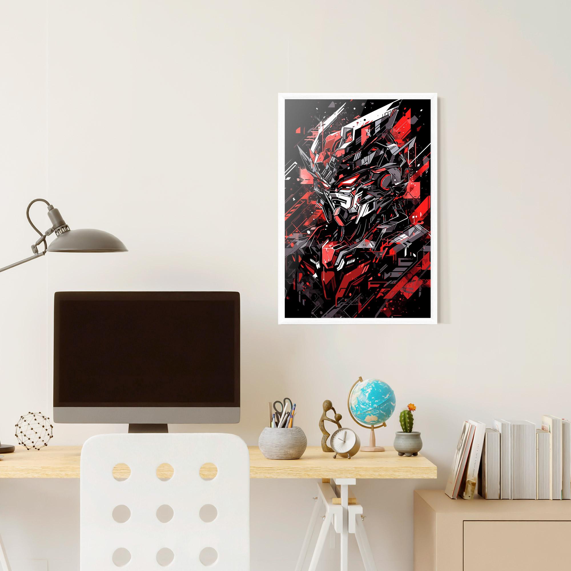 Gerahmte Poster Red Grey Robot mockup 6