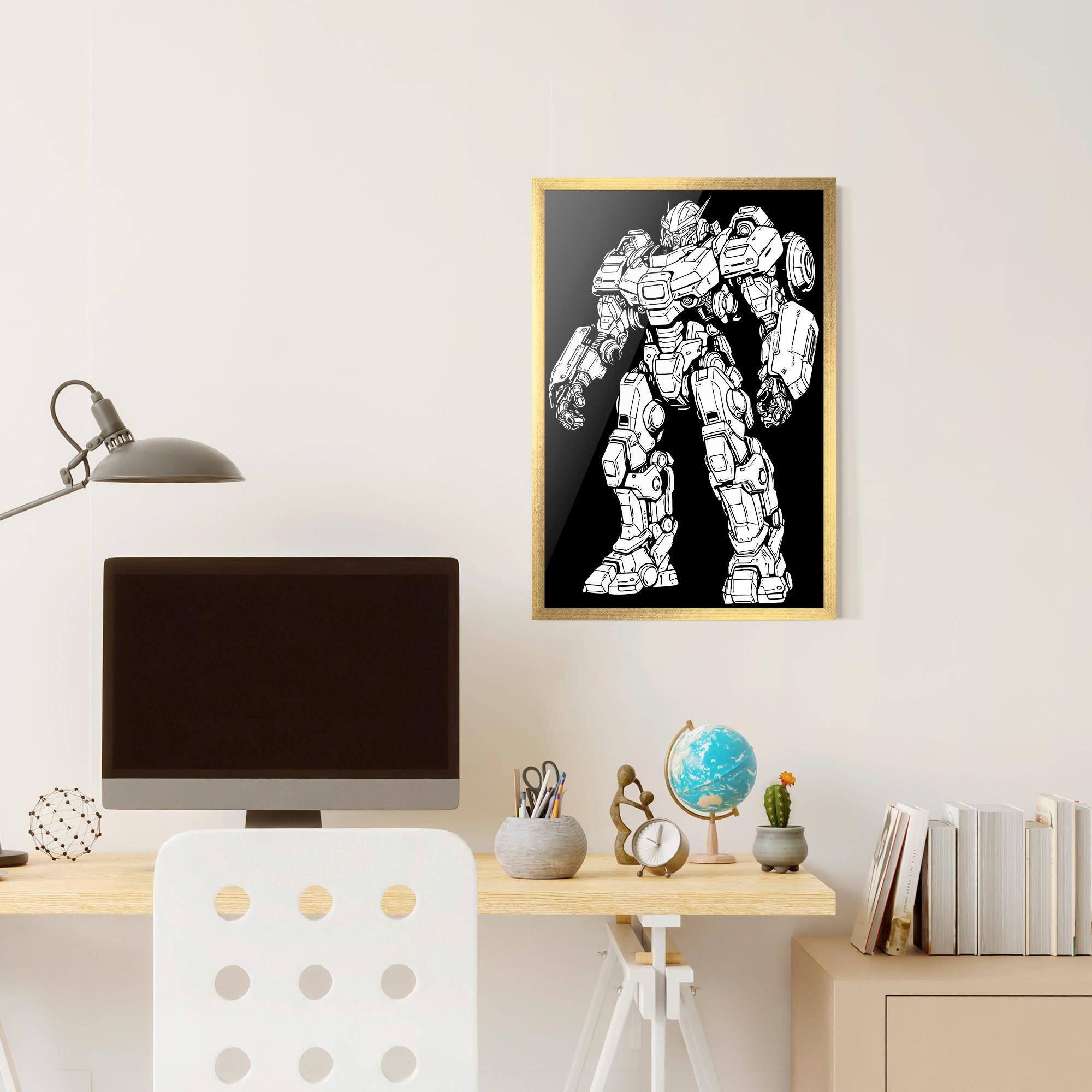 Gerahmte Poster Battlefield Robot mockup 6