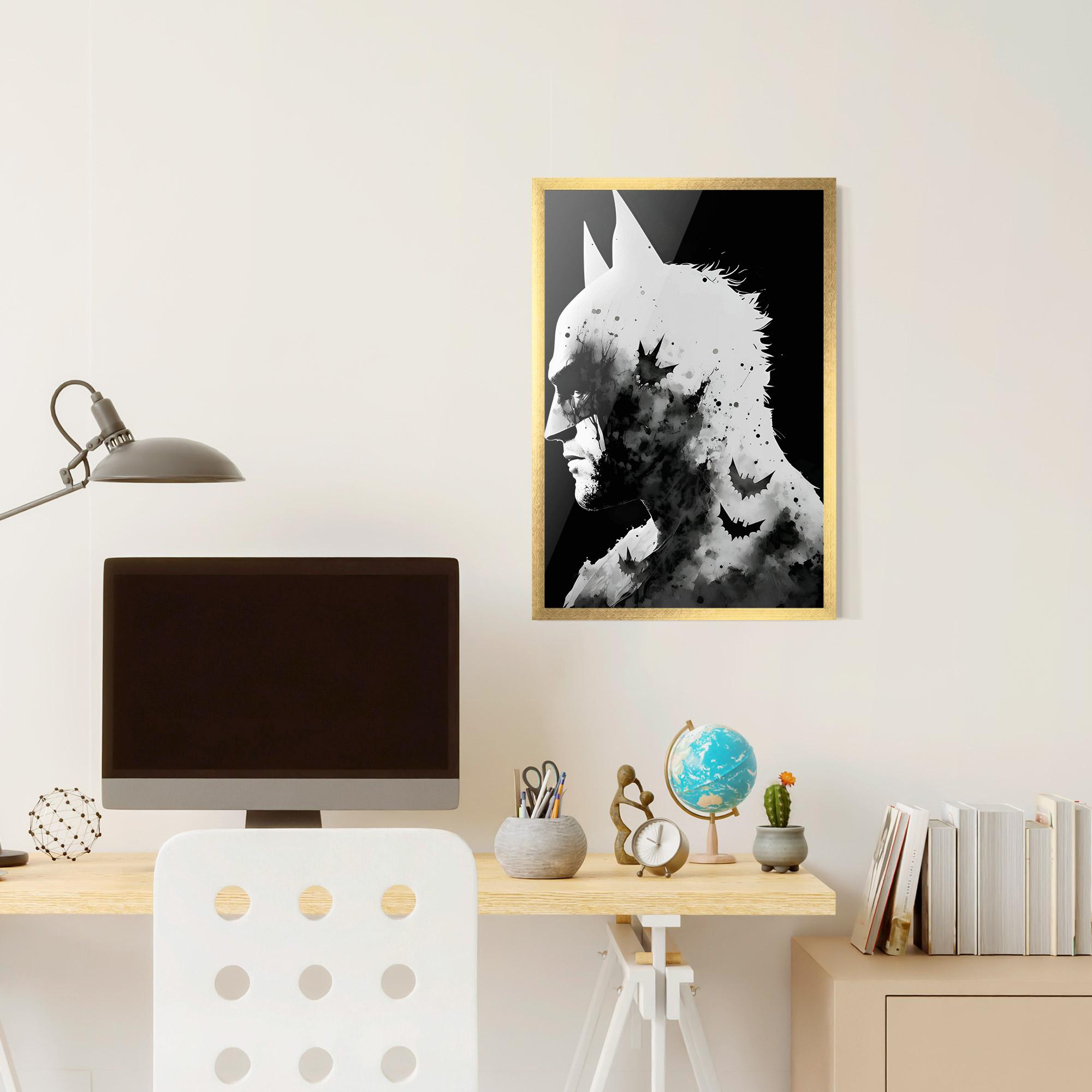 Gerahmte Poster Black White Batman mockup 6