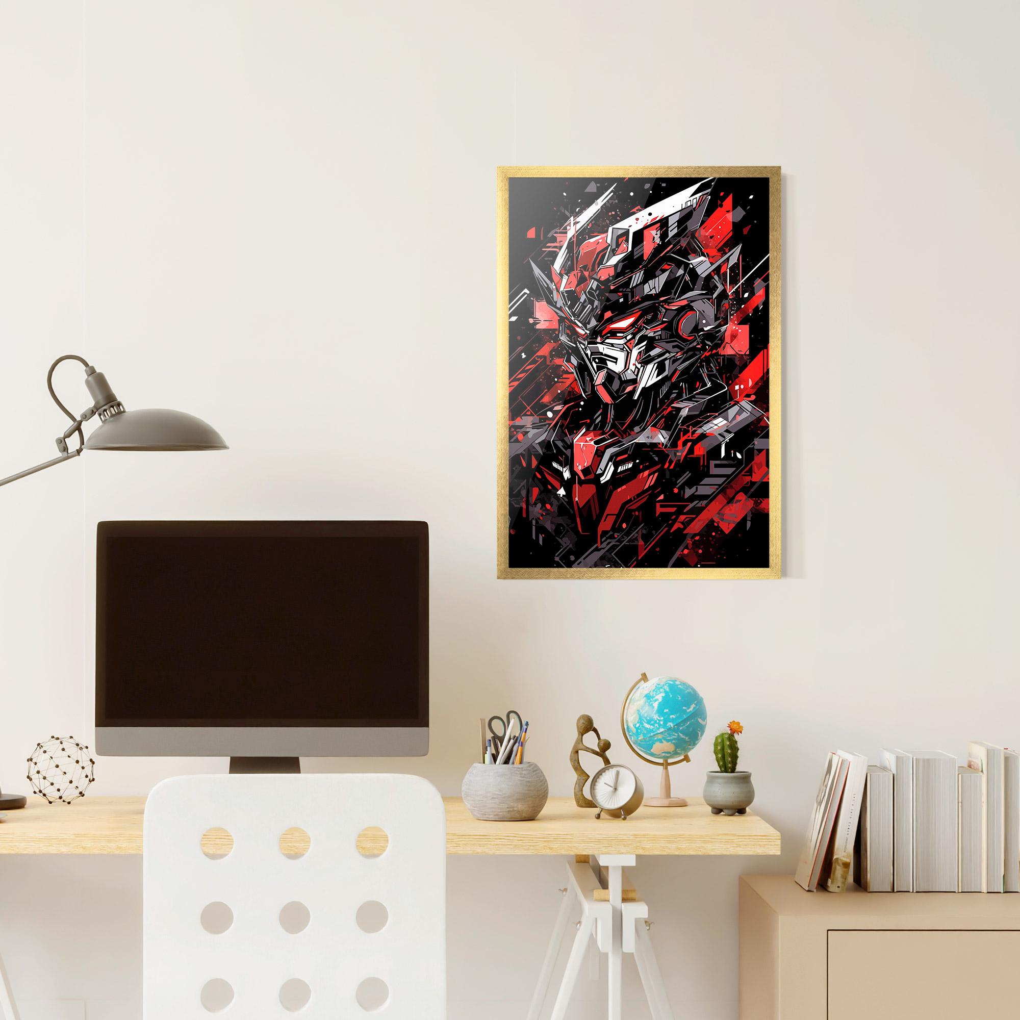 Gerahmte Poster Red Grey Robot mockup 6