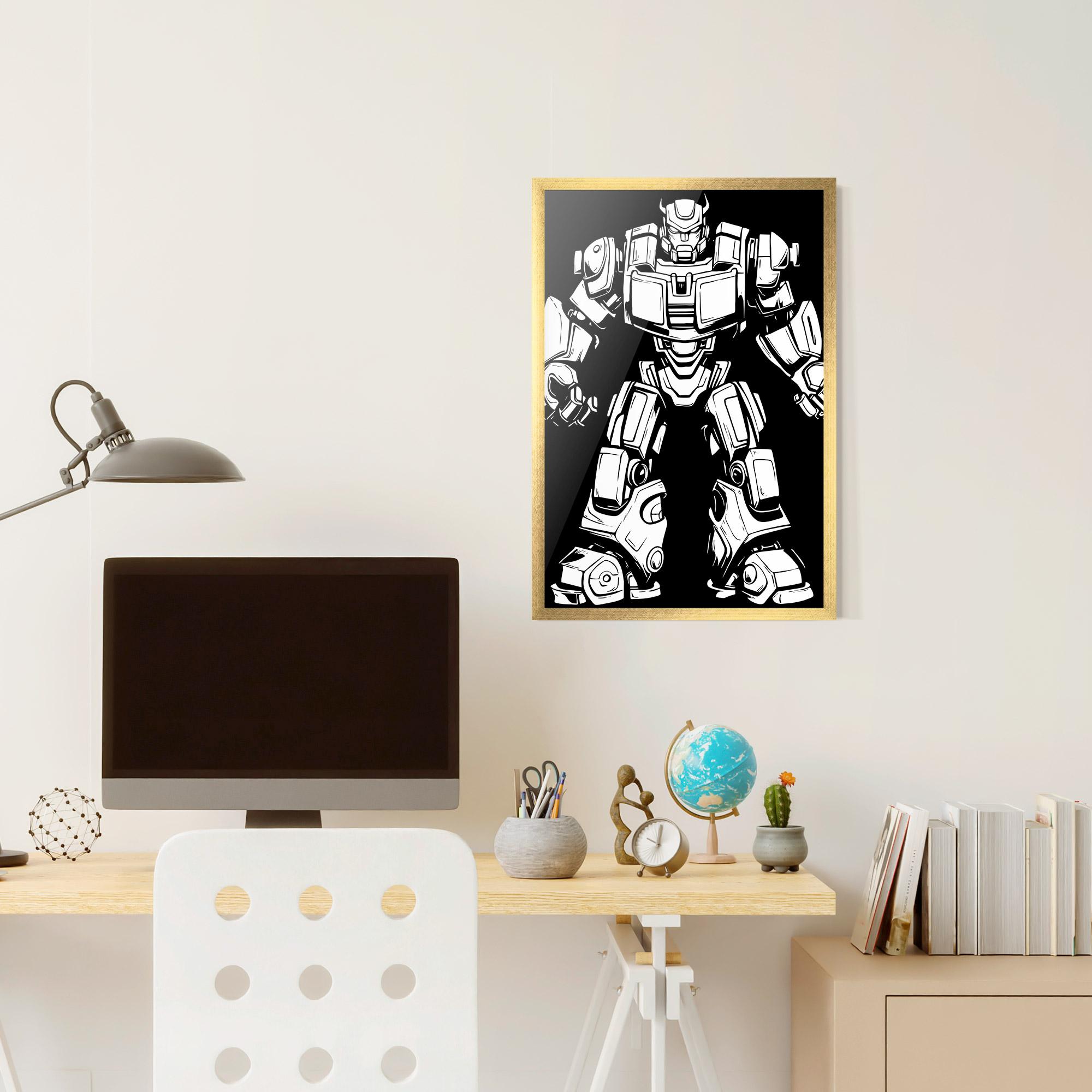 Gerahmte Poster Robot Machine mockup 6