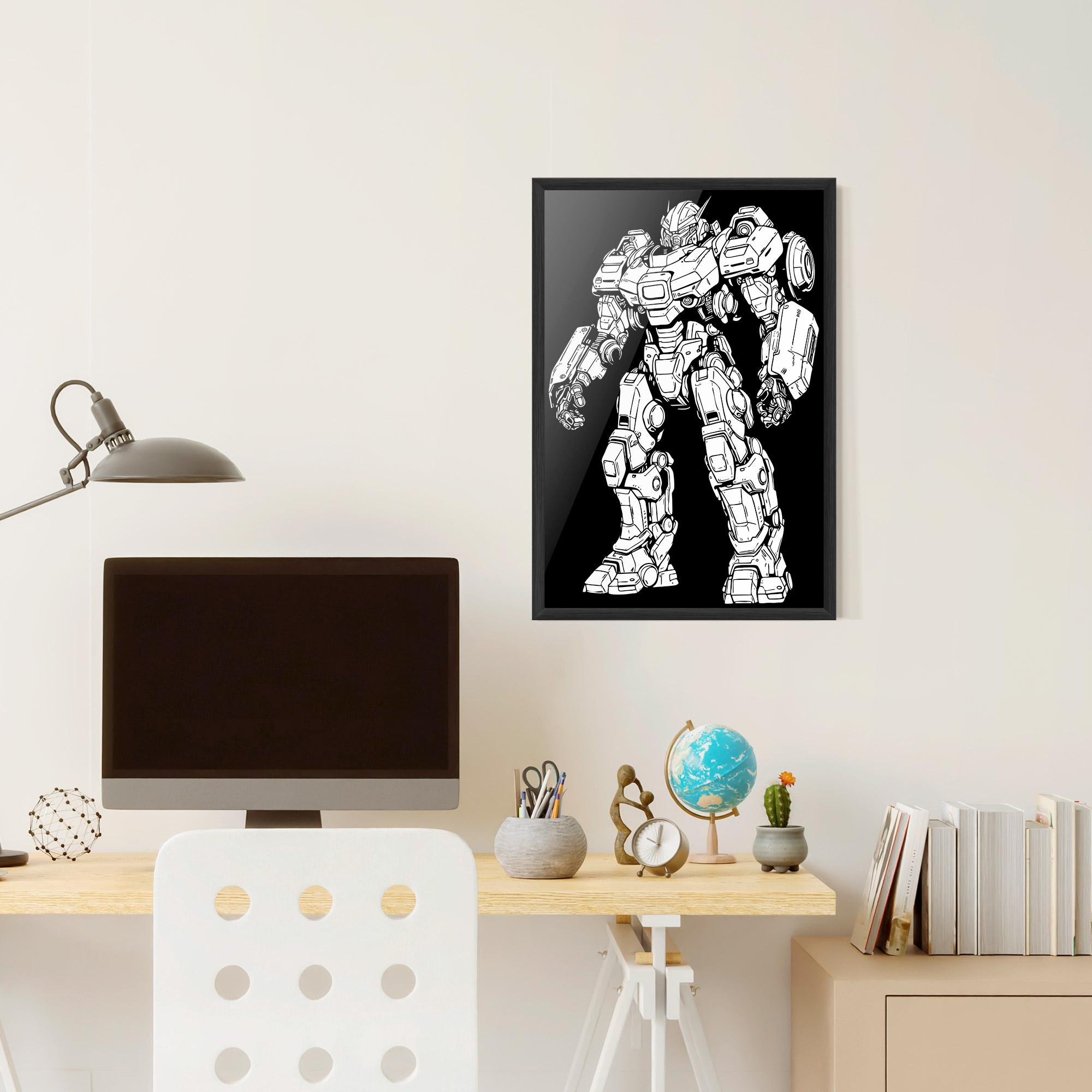 Gerahmte Poster Battlefield Robot mockup 6