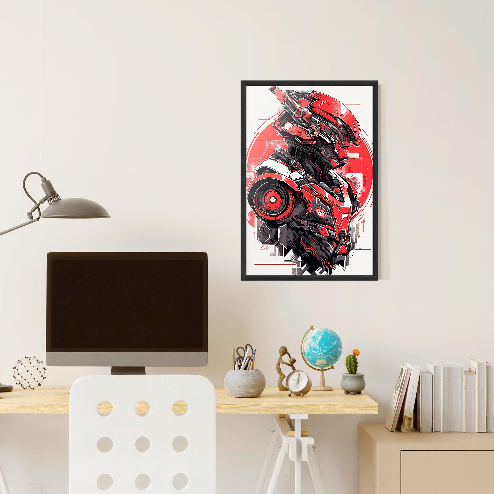Gerahmte Poster Grey Red Robot mockup 6