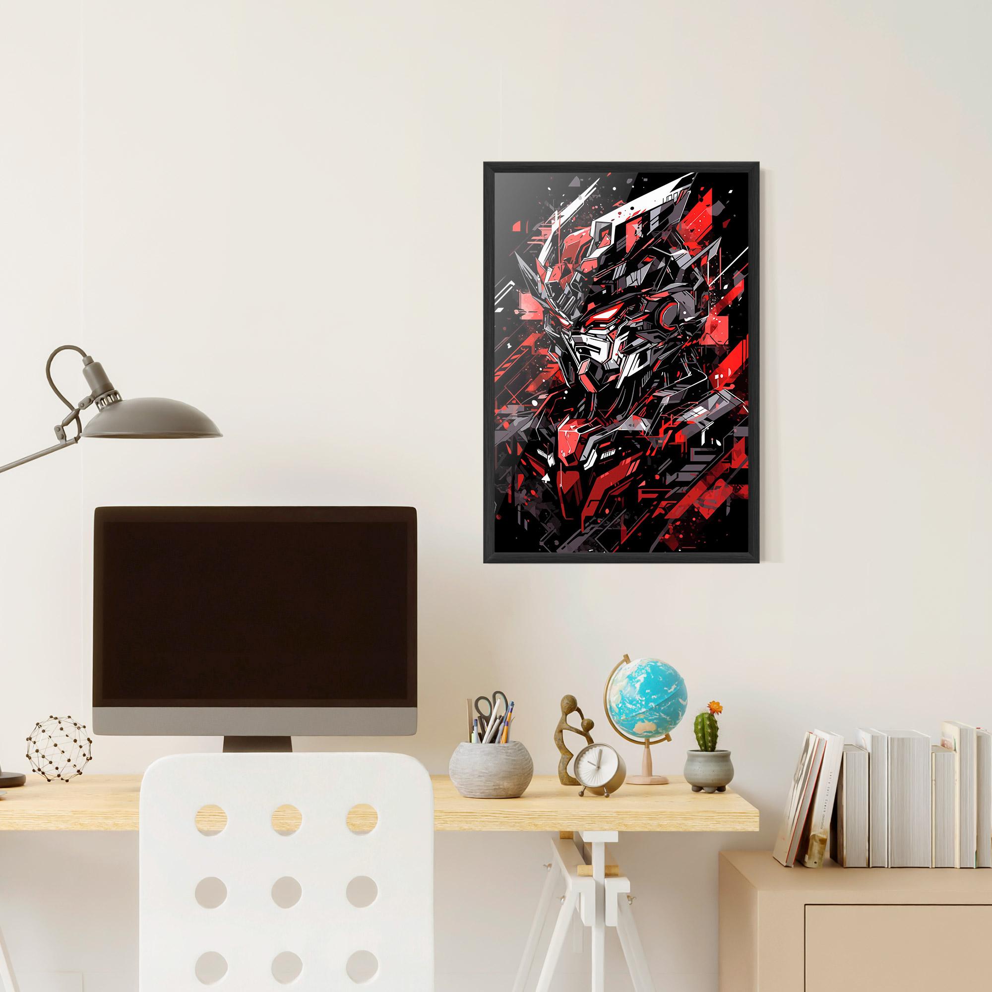 Gerahmte Poster Red Grey Robot mockup 6