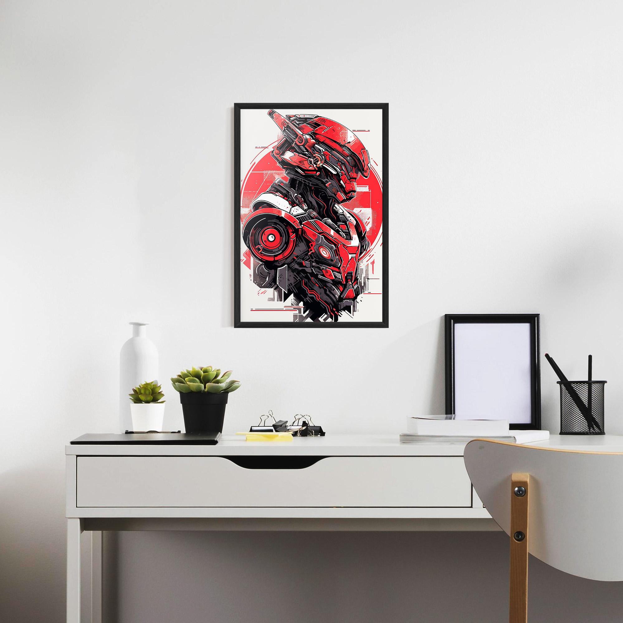Gerahmte Poster Grey Red Robot mockup 7