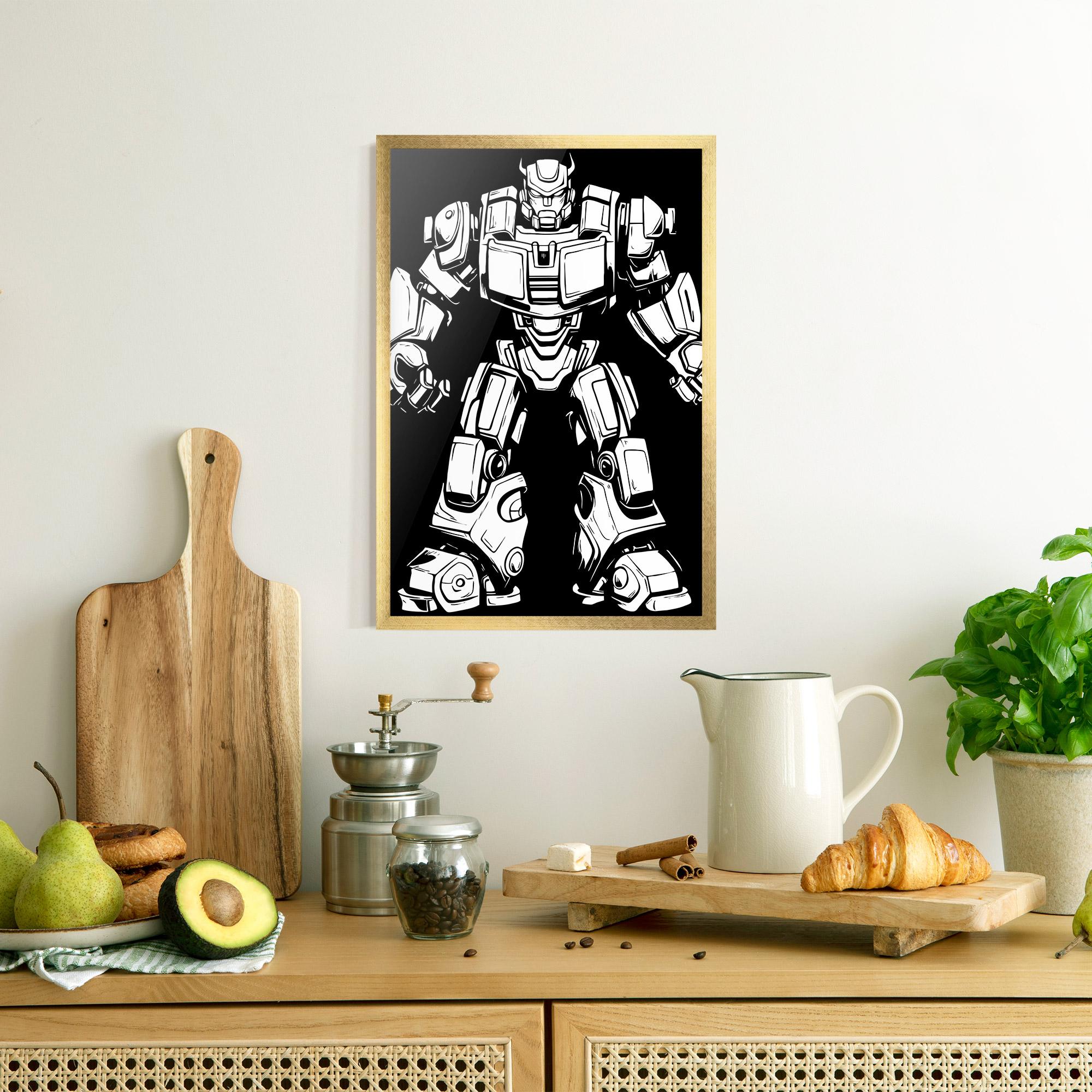 Gerahmte Poster Robot Machine mockup 8